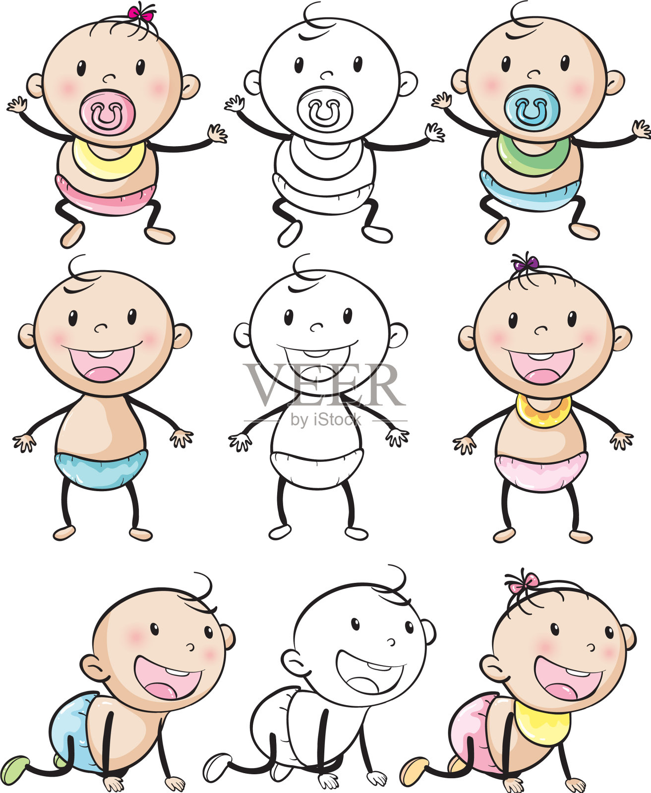 男婴和女婴的姿势不同设计元素图片