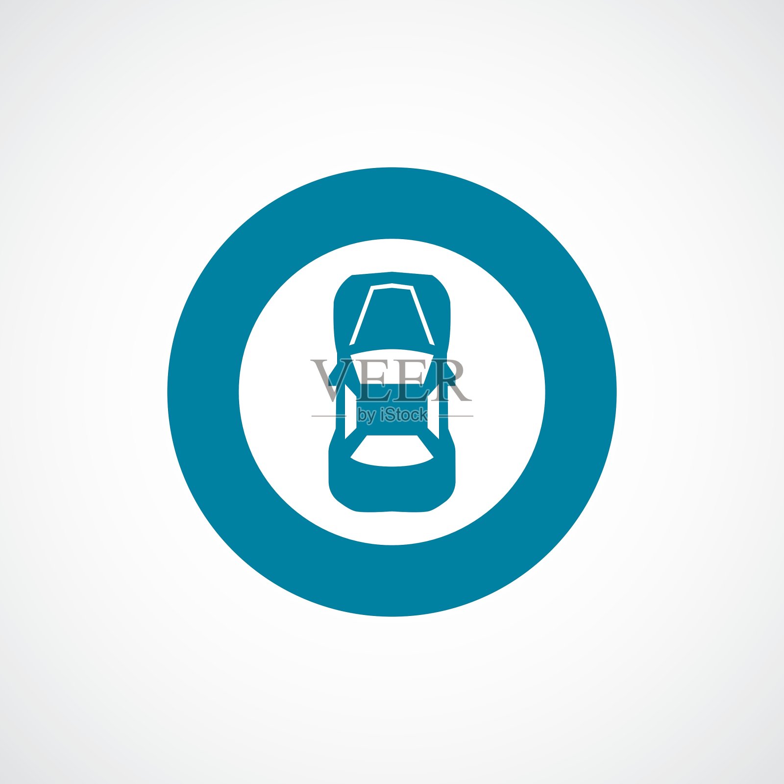 汽车顶部图标粗体蓝色圆边框插画图片素材