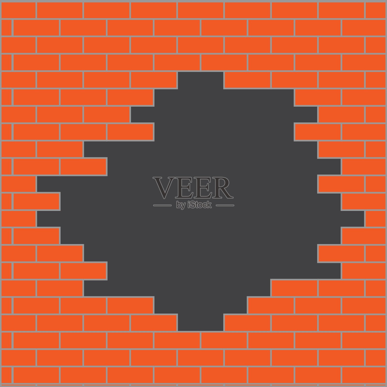 砖墙上的洞是橙色的插画图片素材