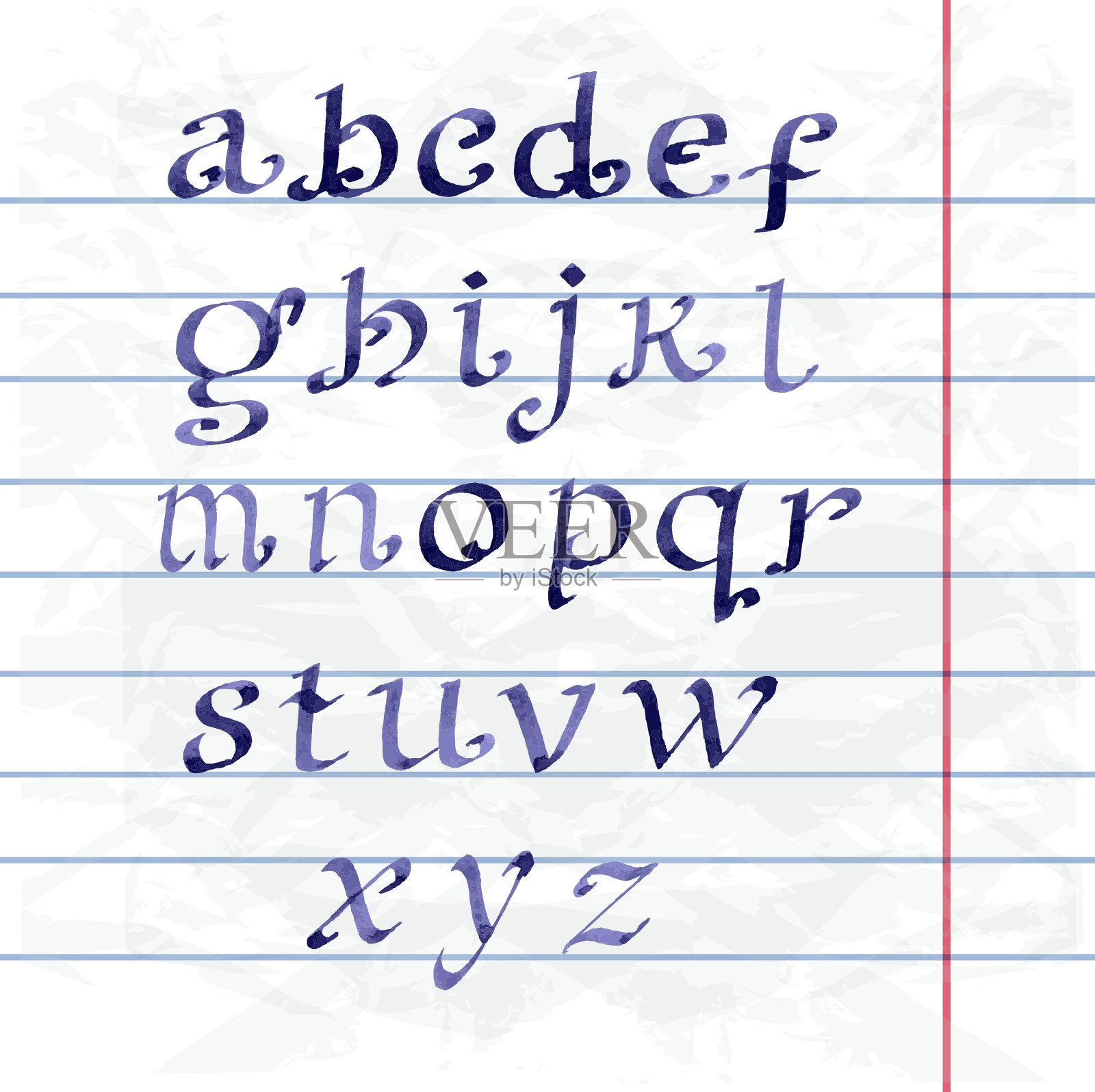 收藏手写水彩字体字母设计元素图片