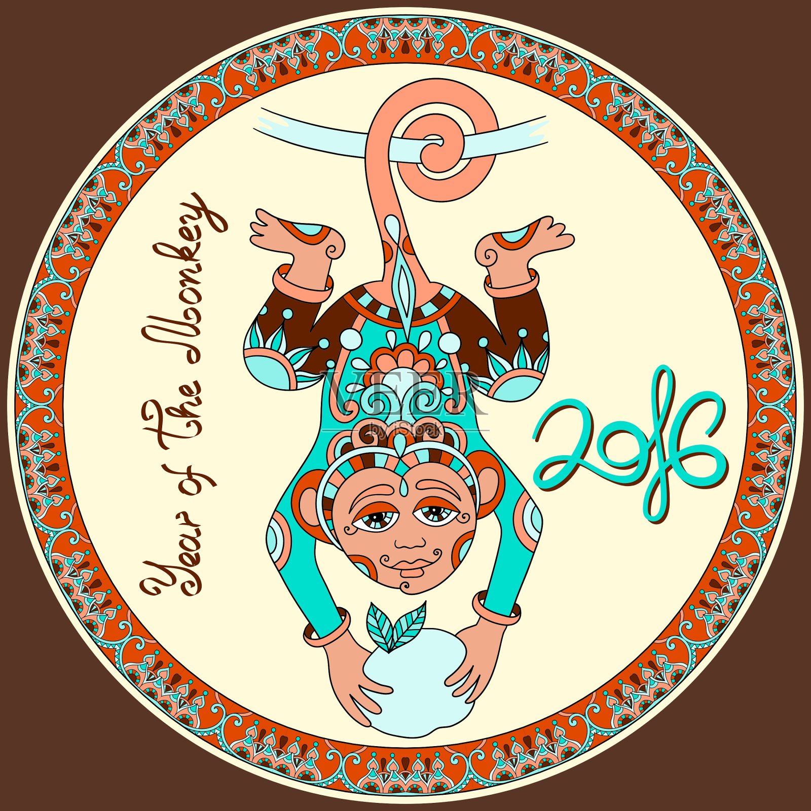 岁次甲申(猴年)插画图片素材