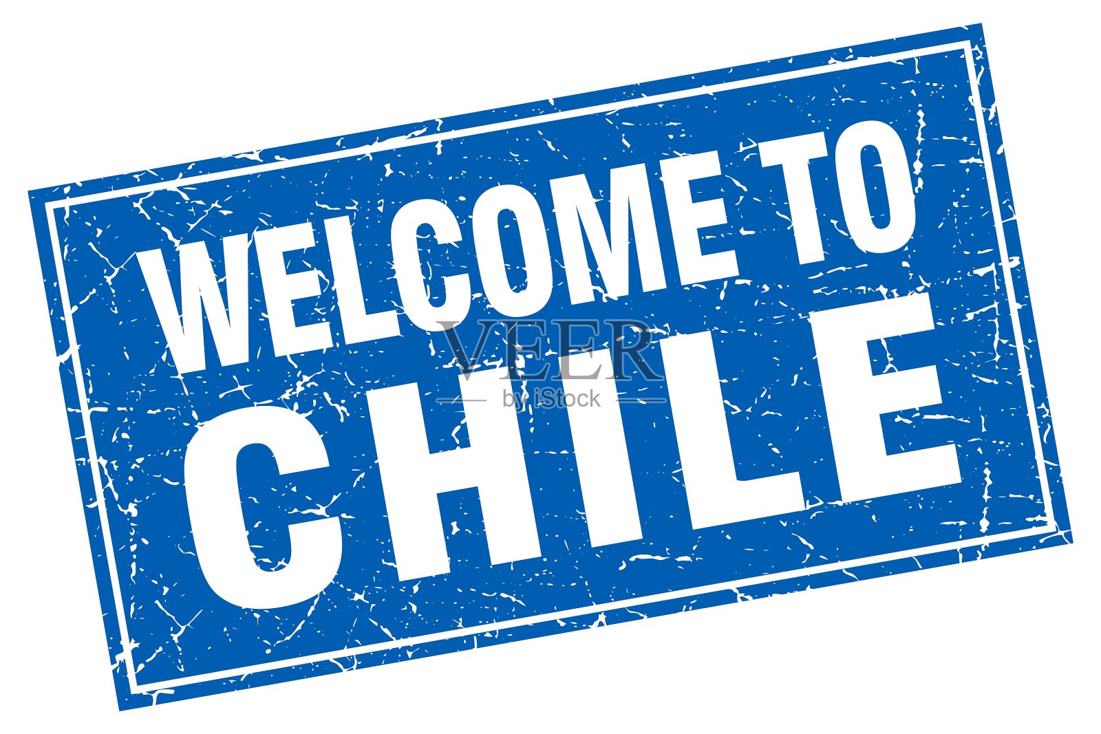 智利蓝色方块垃圾摇滚欢迎来到邮票插画图片素材