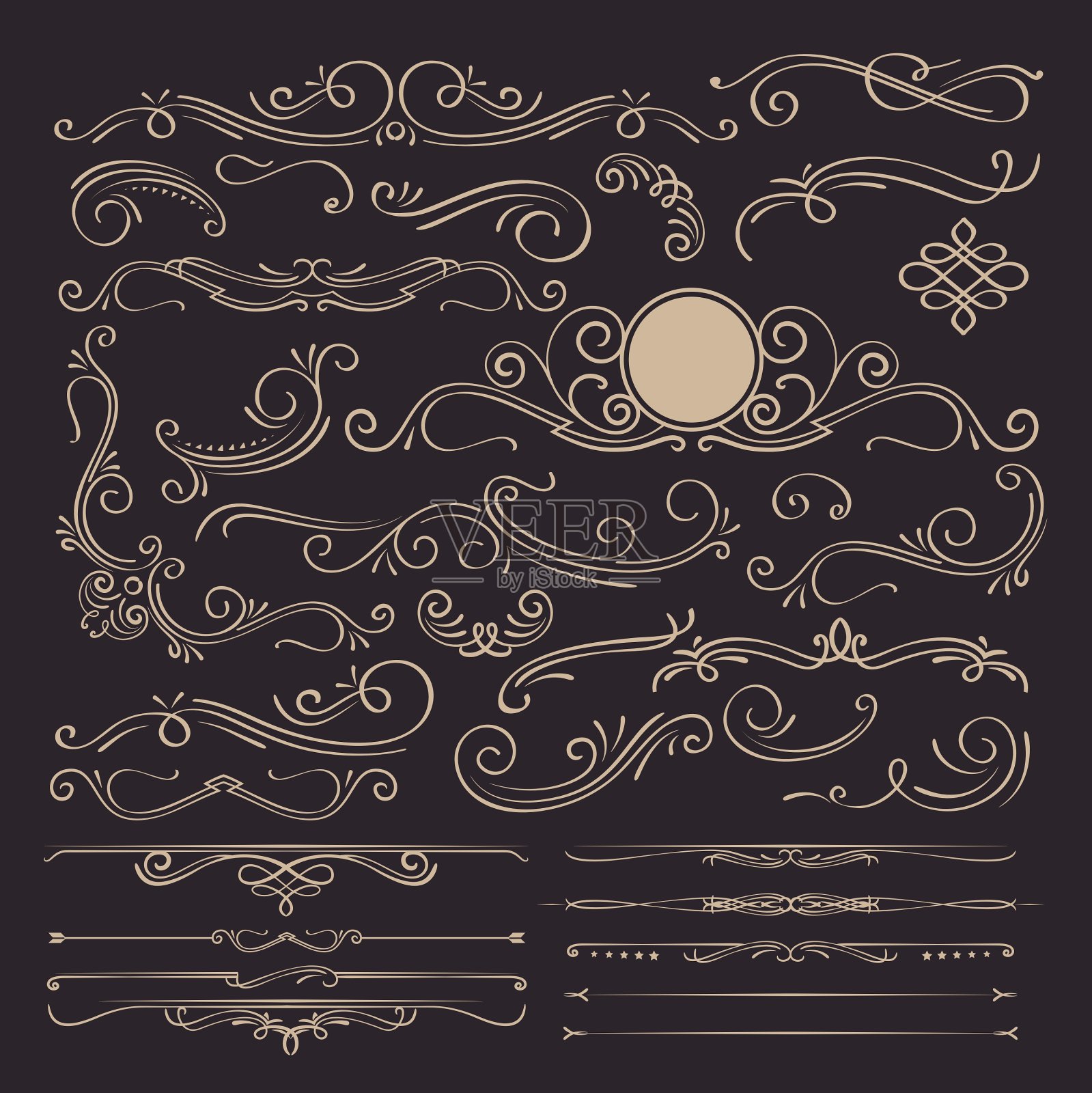 书法设计元素与页面装饰插画图片素材