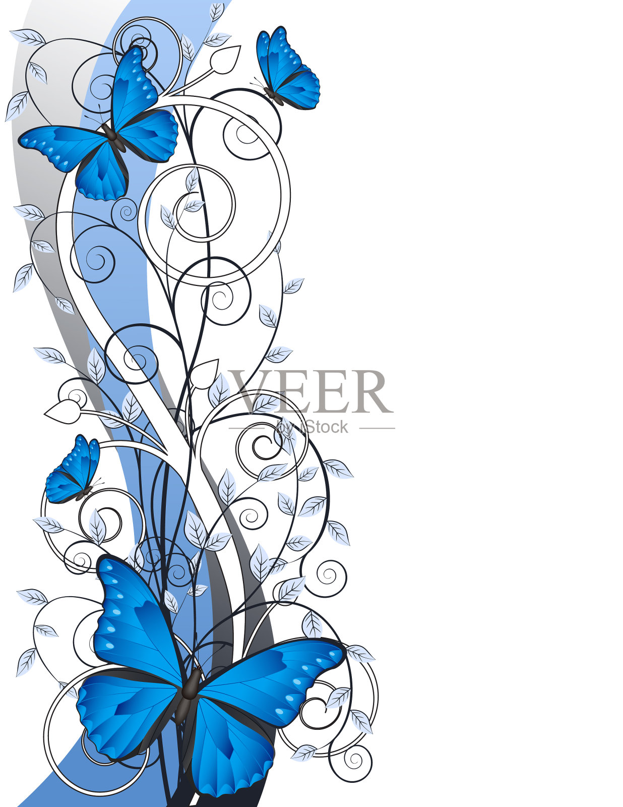 花与蝴蝶插画图片素材