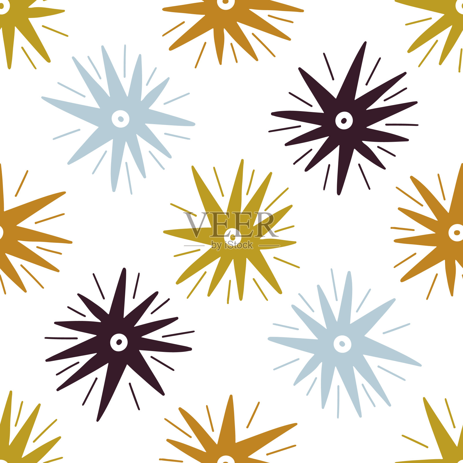 无缝图案星星涂鸦。设计印刷织物,纺织品。抽象的装饰插画图片素材