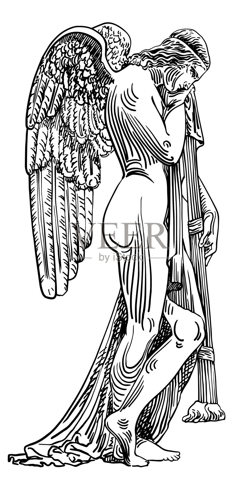 大理石雕像黑白素描设计元素图片