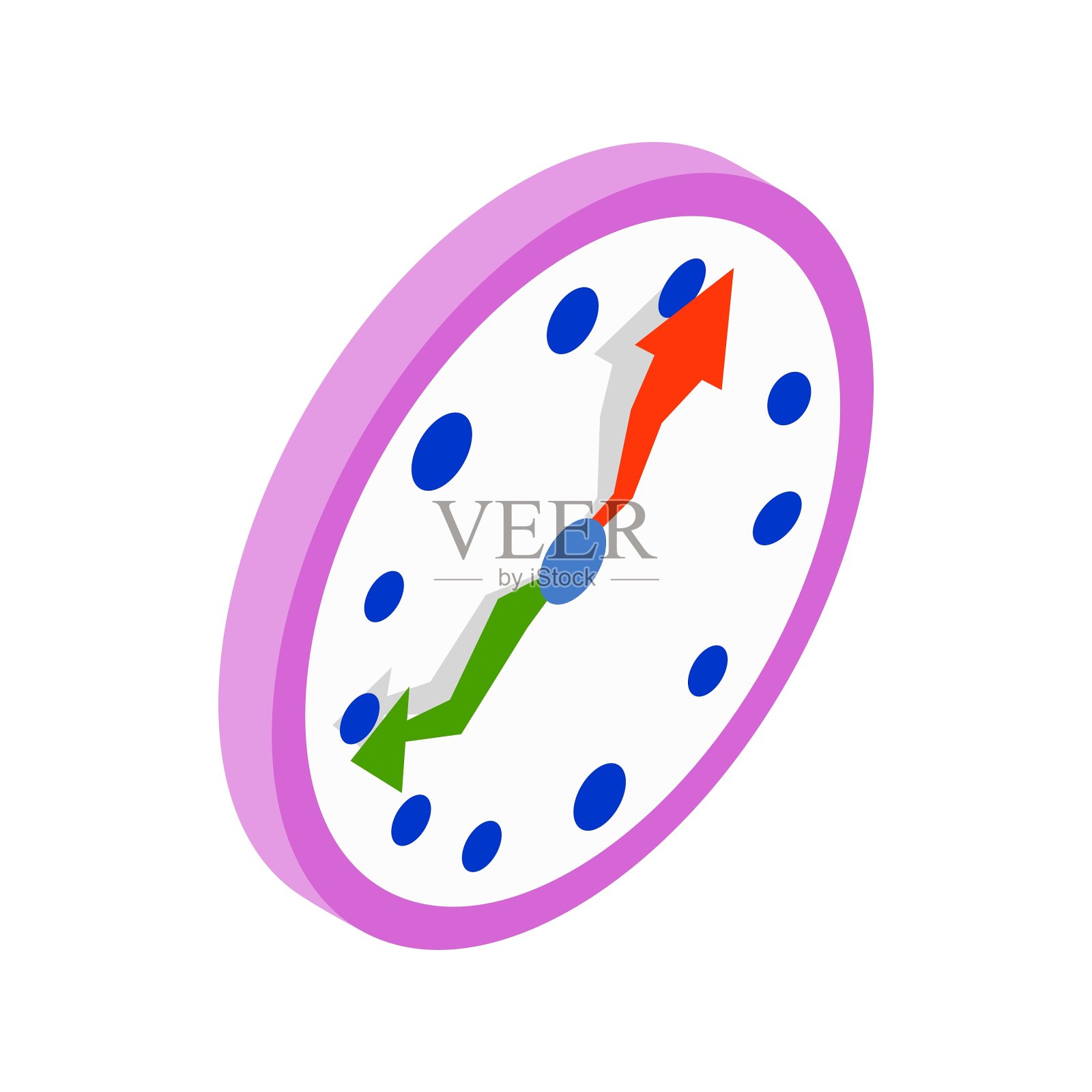 挂钟与粉红色的边缘图标等距3d风格设计元素图片