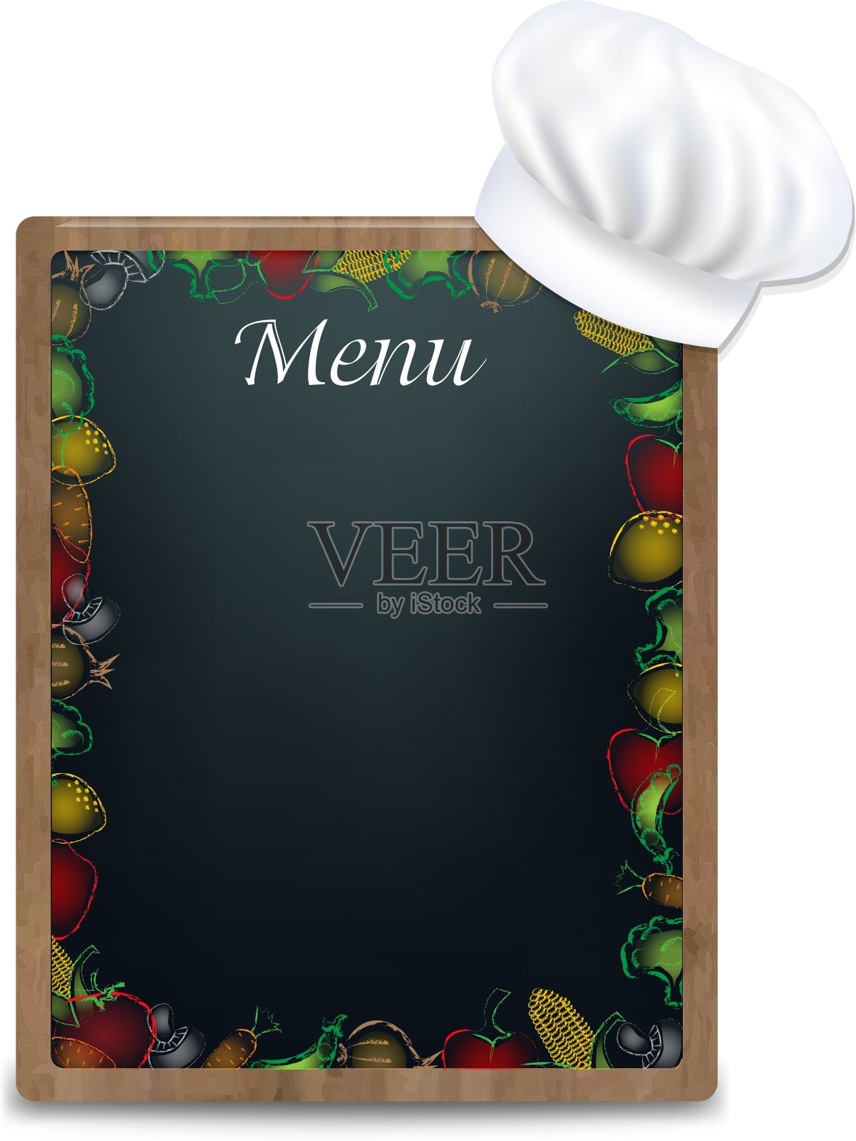 带蔬菜边框的黑板设计模板素材