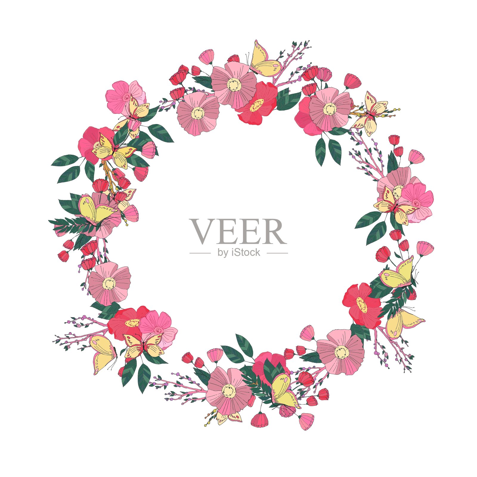 由野花制成的花环设计元素图片