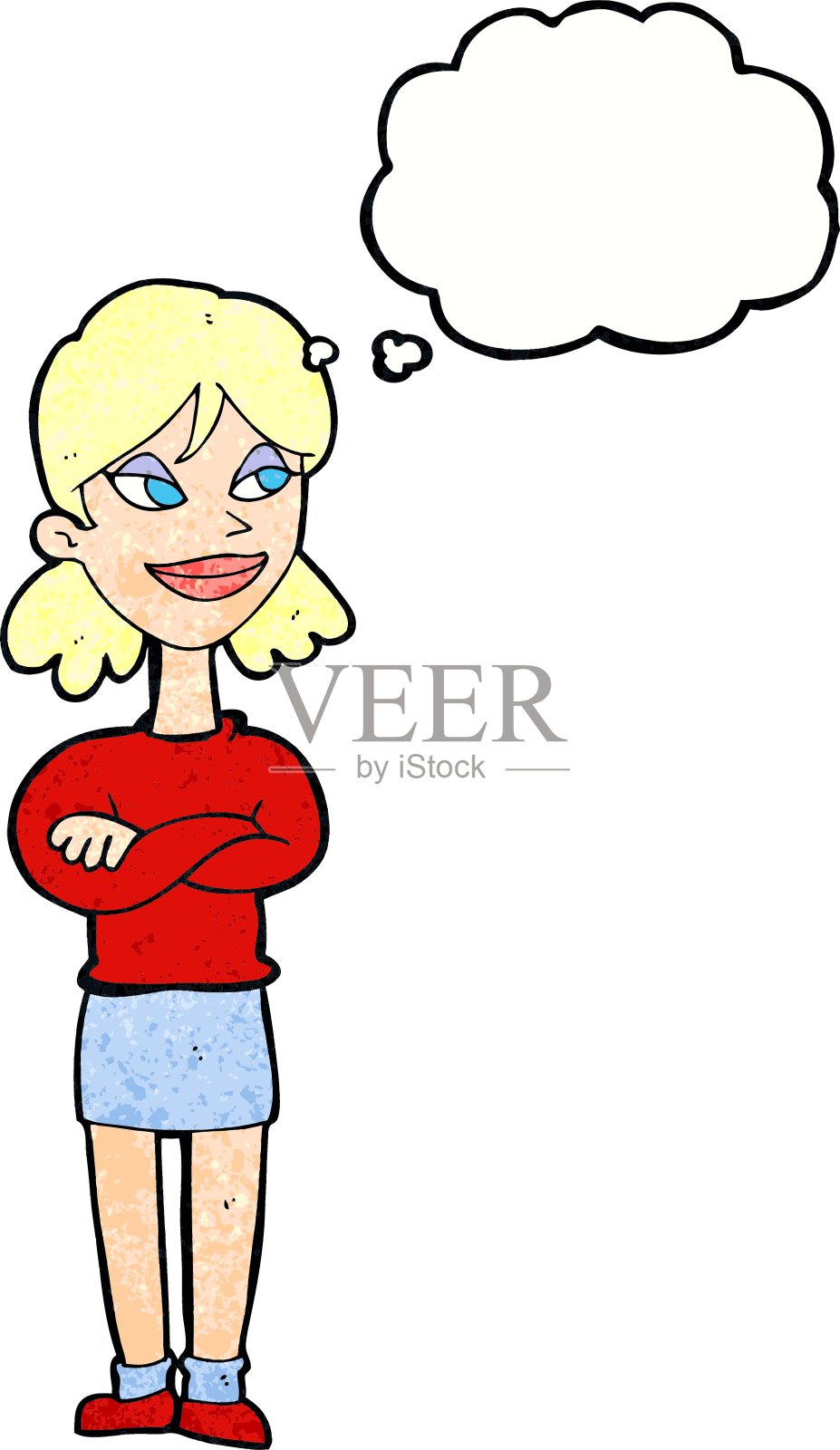 卡通女人自鸣得意的思想泡泡设计元素图片