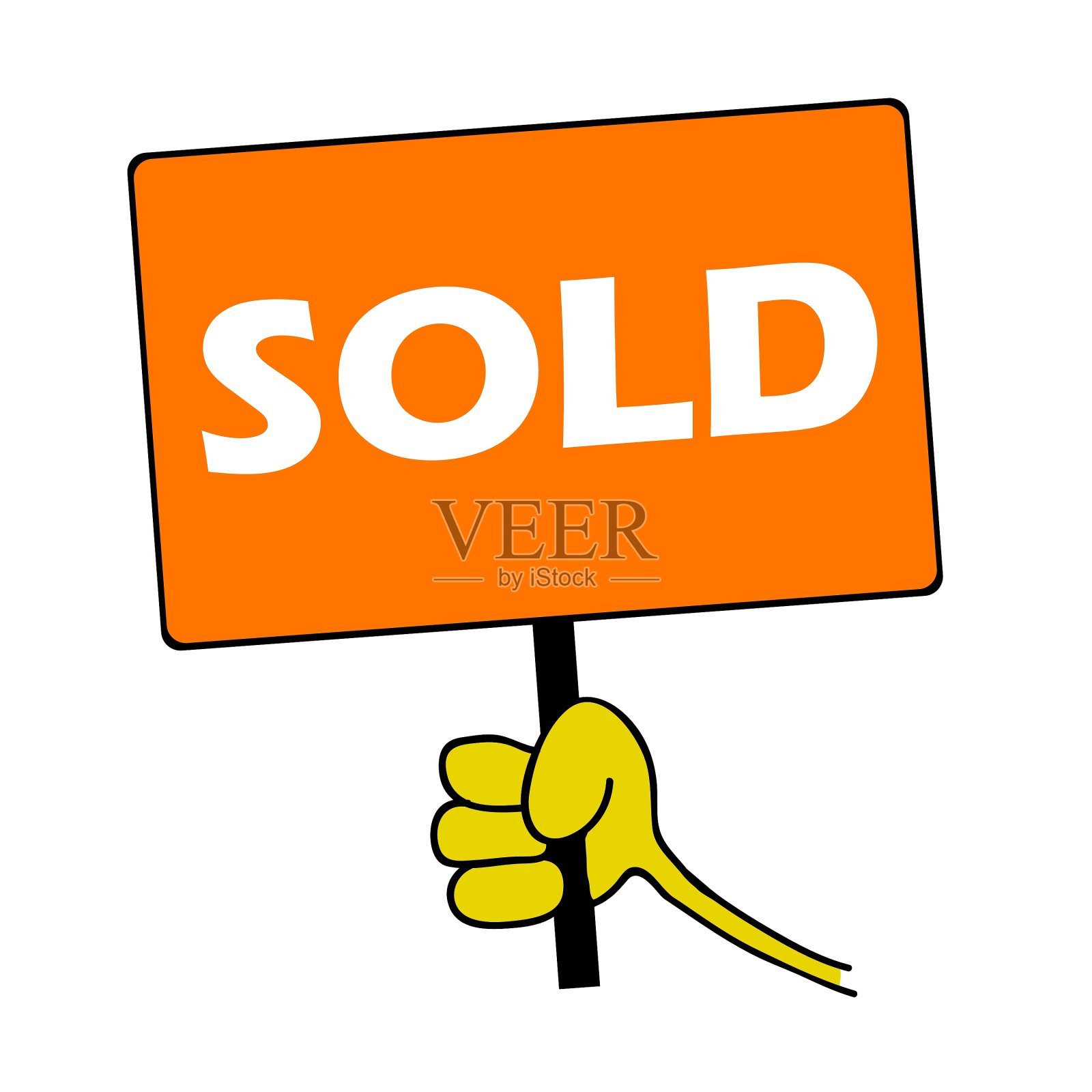 手握橙色板与出售的消息设计元素图片