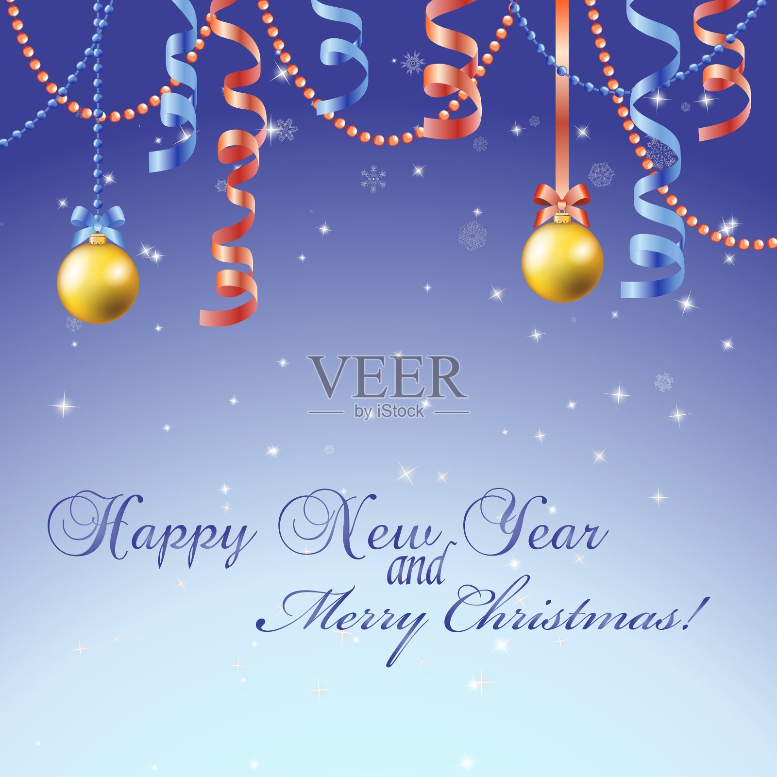 新年贺卡圣诞球用弓和设计模板素材