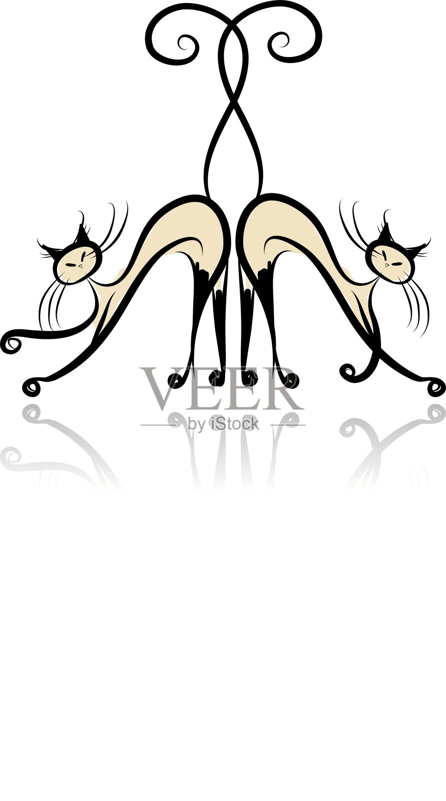 优雅的暹罗猫为您的设计设计元素图片