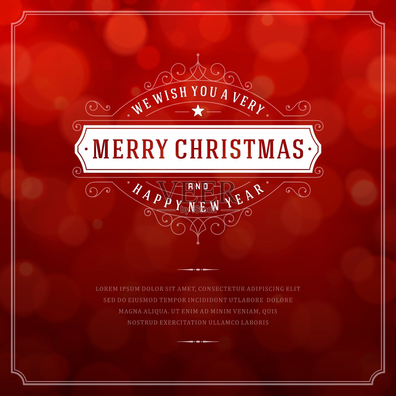 圣诞复古排版和灯光背景设计模板素材