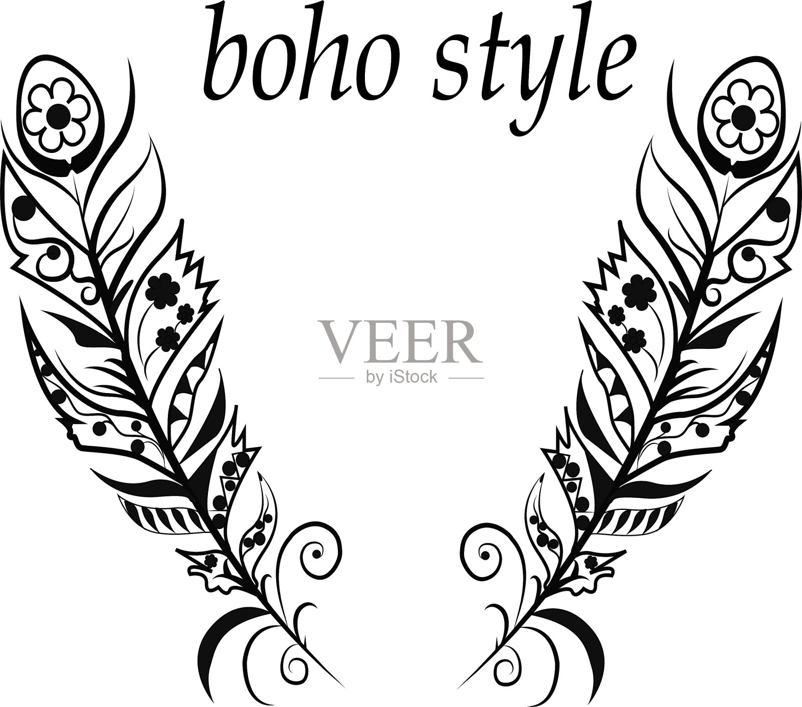 波西米亚风格的羽毛设计元素图片