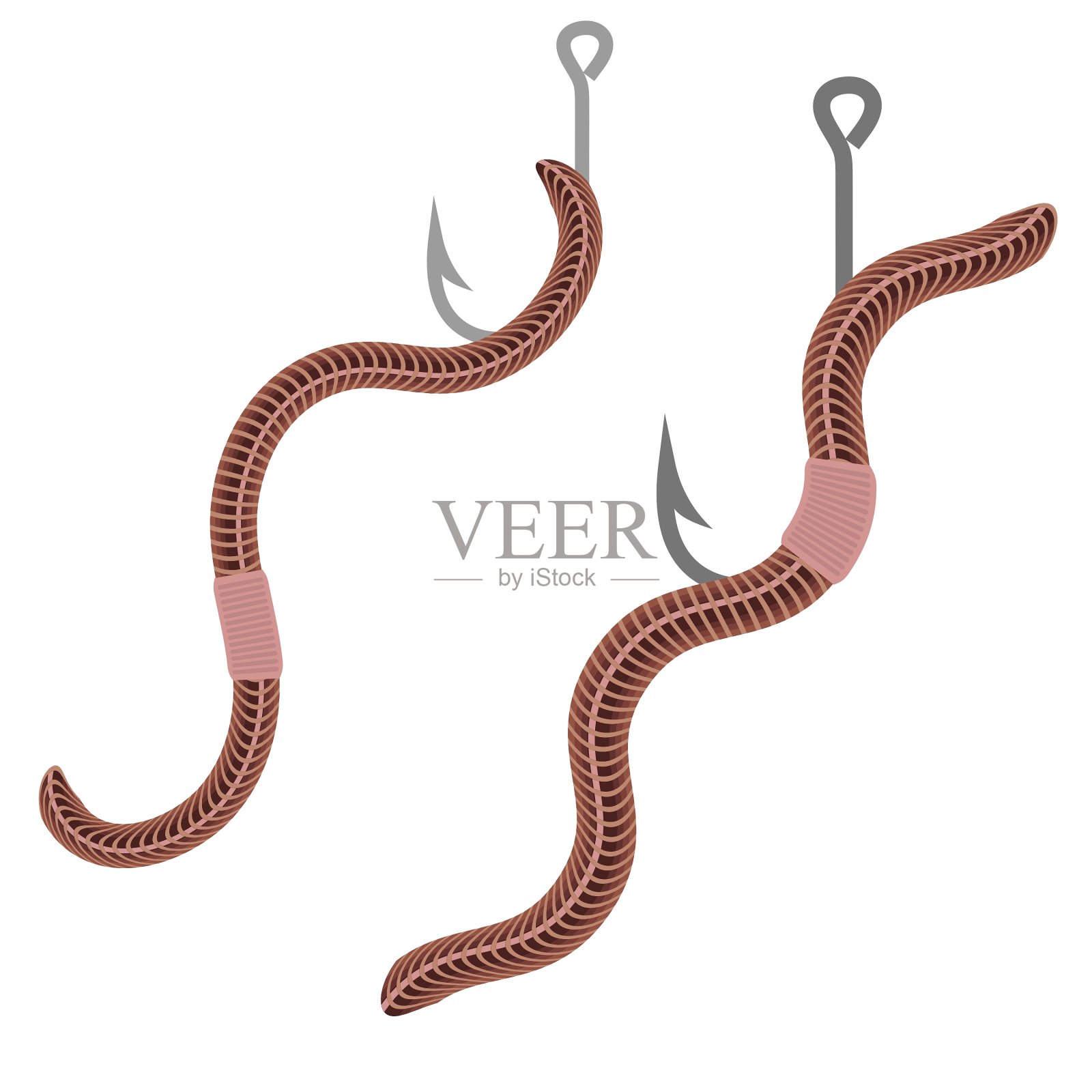 动物地球红蚯蚓捕鱼设计元素图片