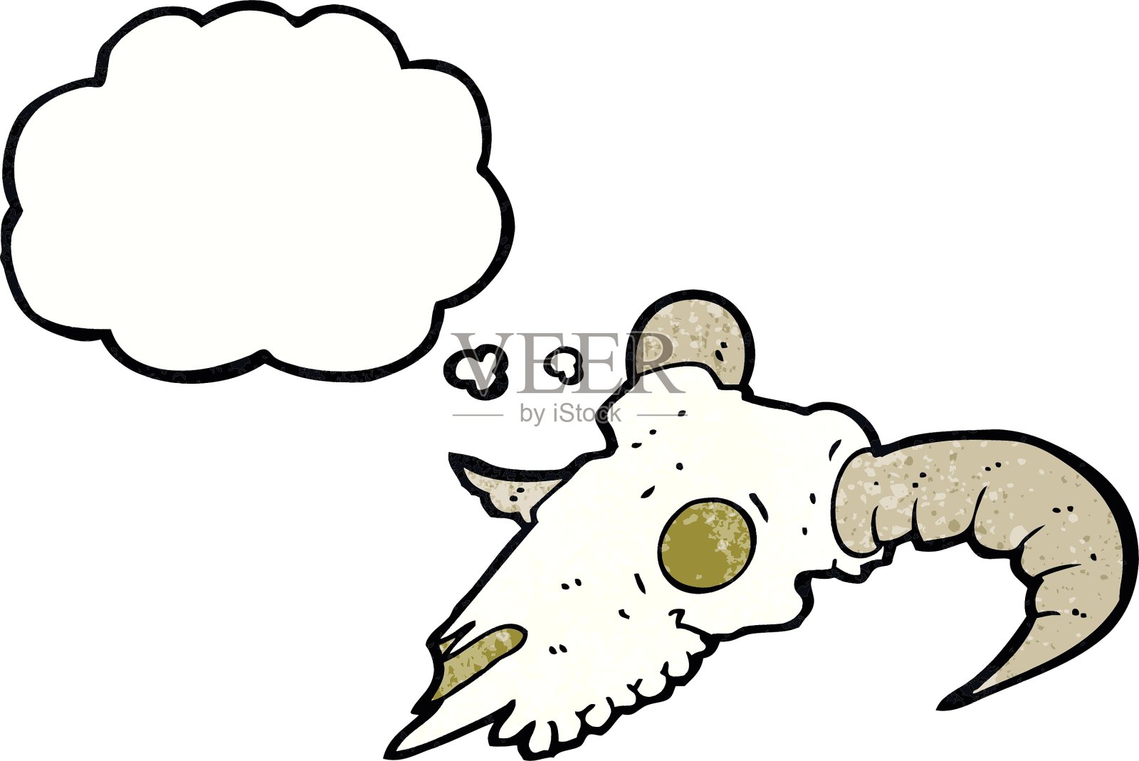 卡通公羊头骨与思想泡泡设计元素图片