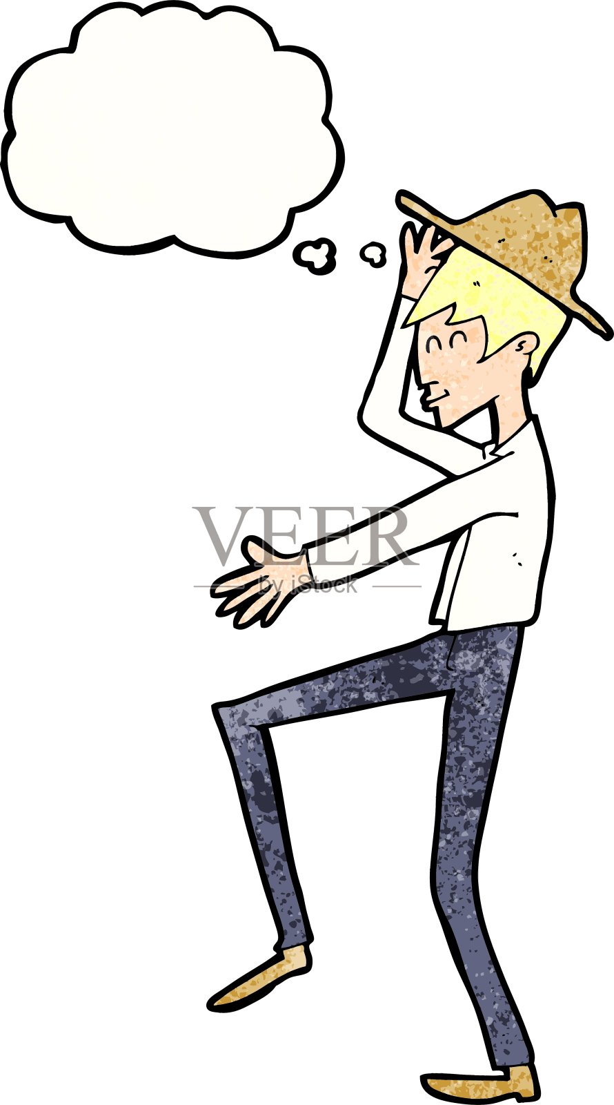 卡通时尚男士与思想泡泡设计元素图片