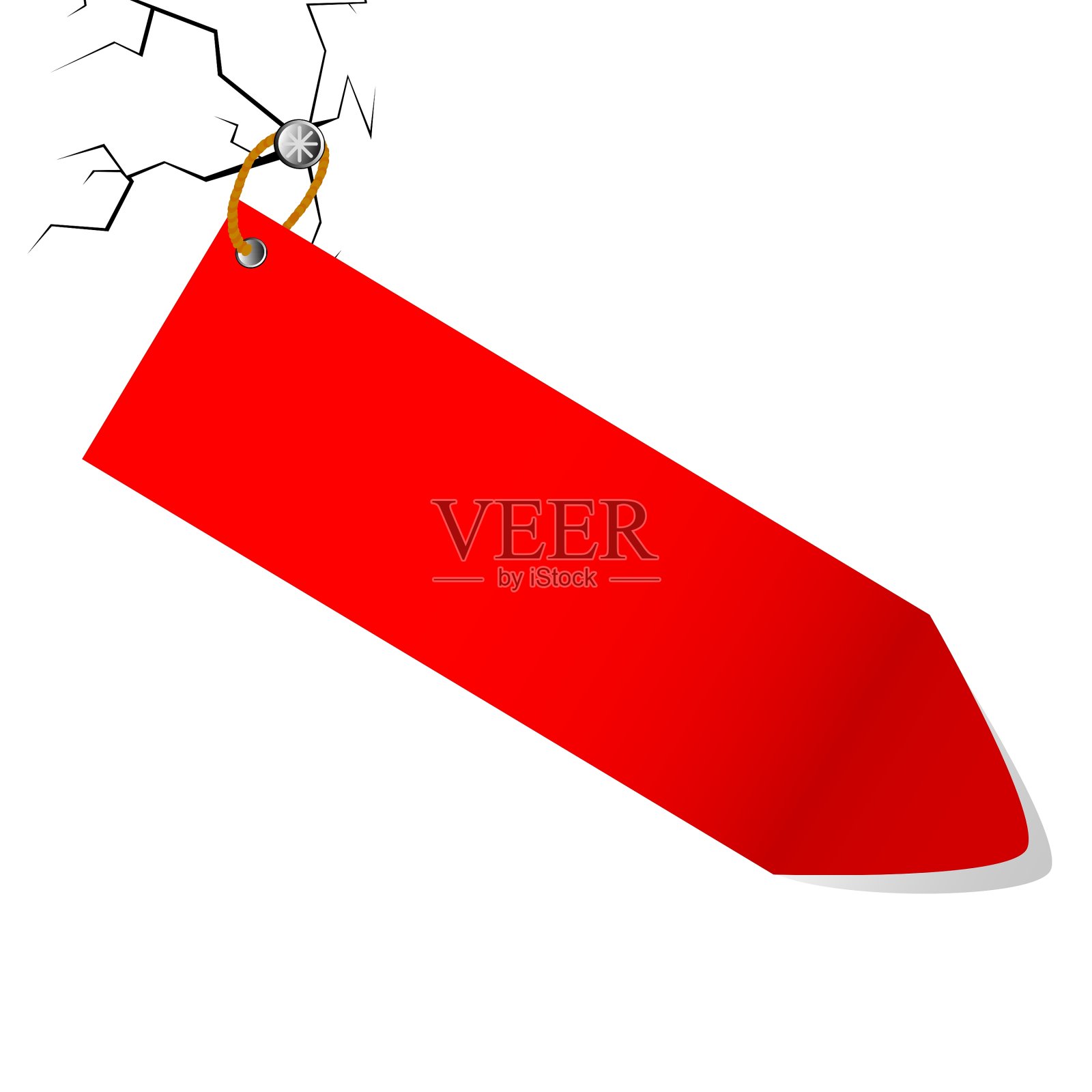 红色标签，墙上有裂缝设计元素图片