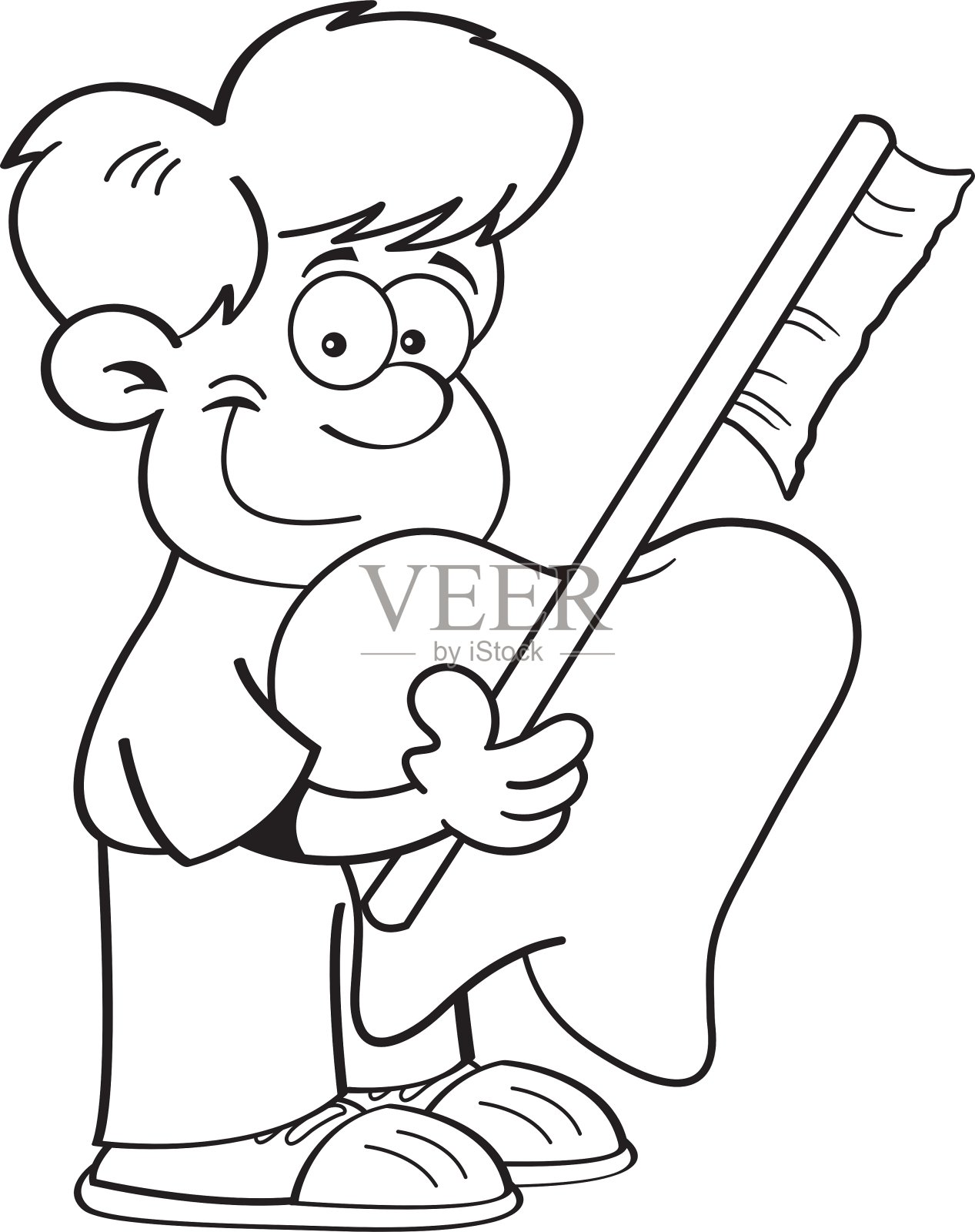 拿着牙齿和牙刷的男孩设计元素图片