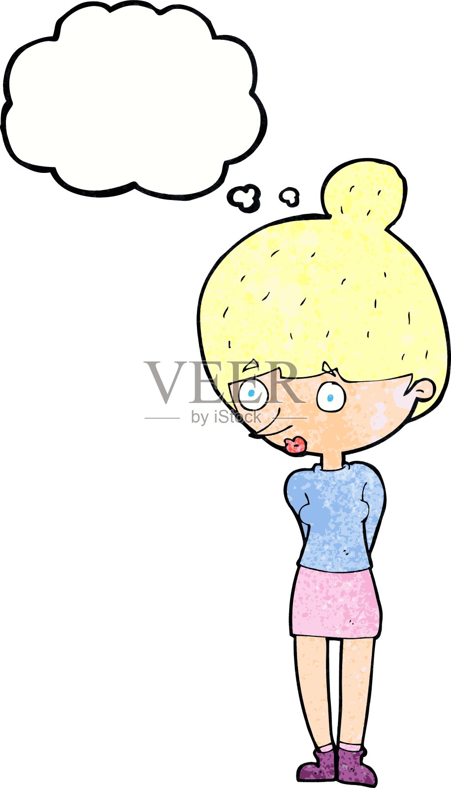 卡通女人用思想泡泡凝视着设计元素图片