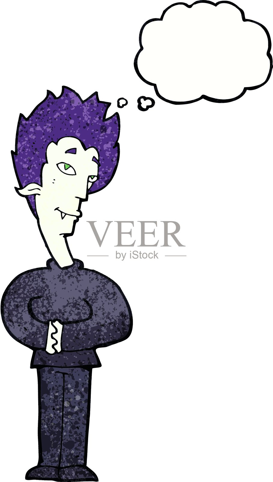 卡通吸血鬼与思想泡沫设计元素图片