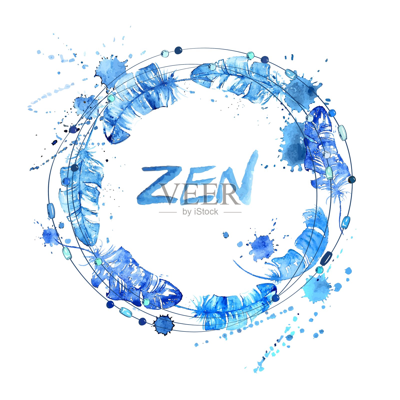 鸟羽毛水彩画设计元素图片