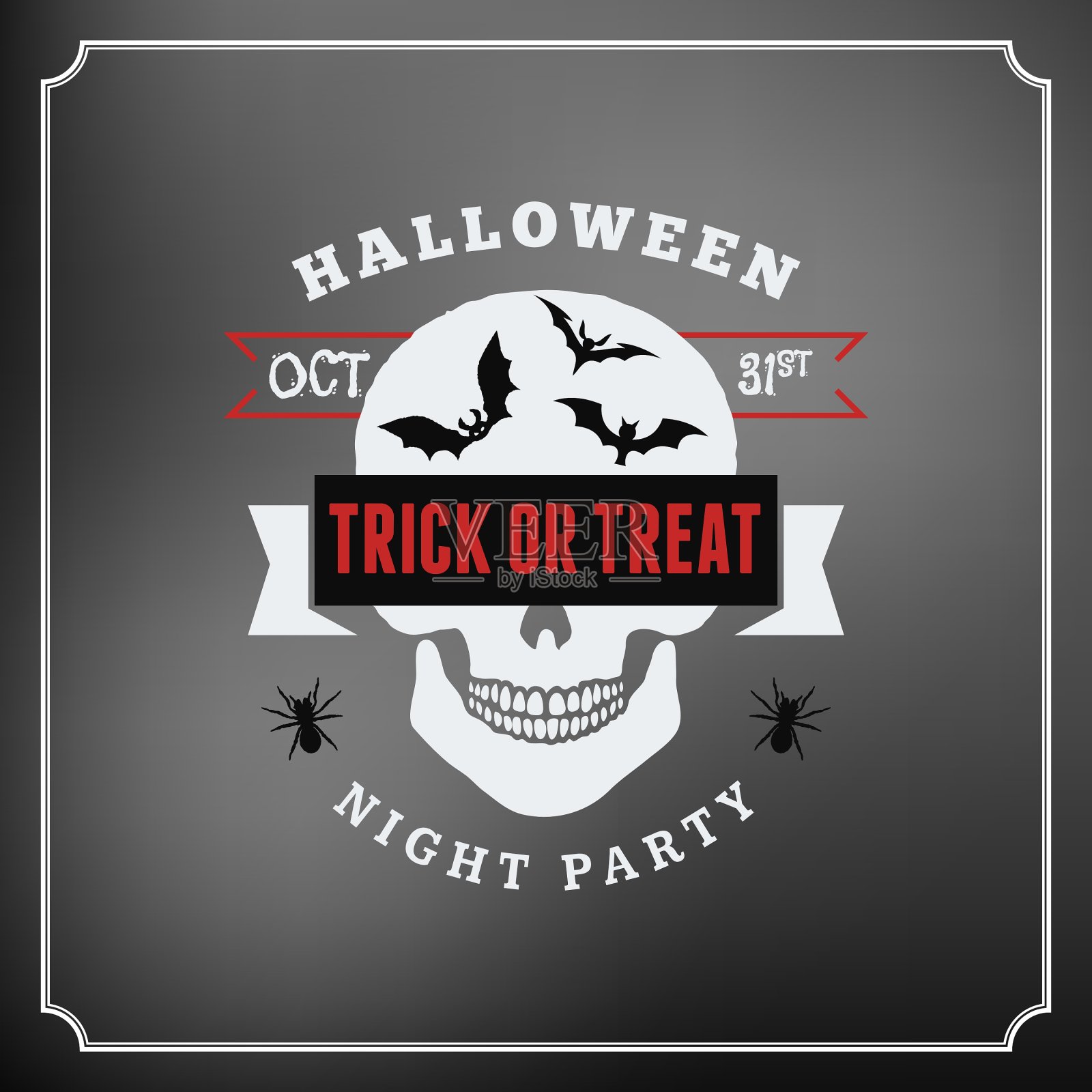 复古复古快乐的万圣节徽章之夜派对设计模板素材