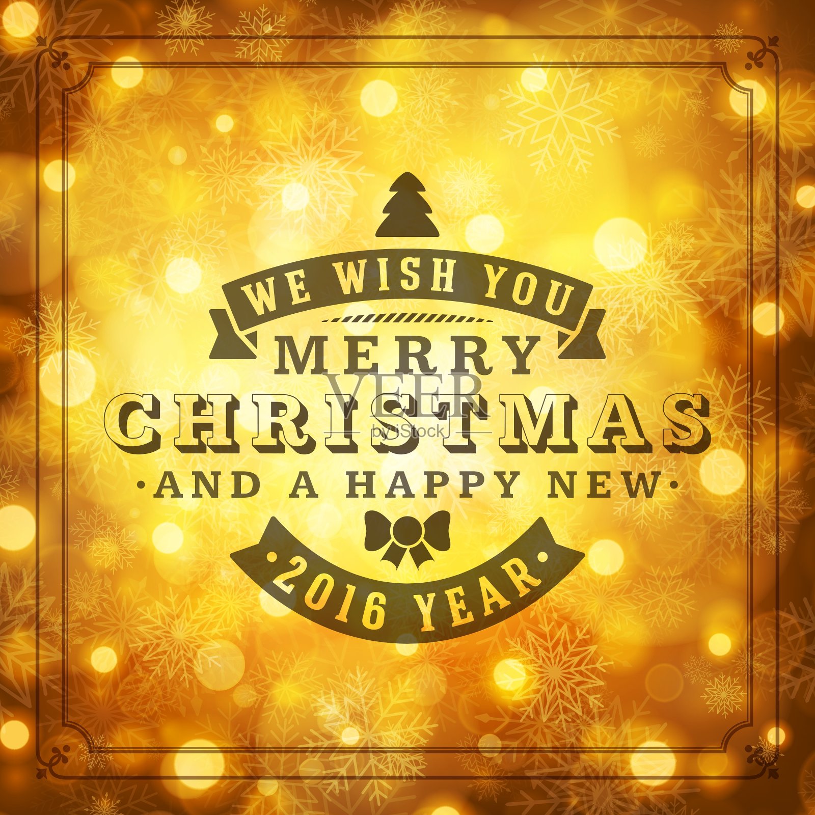 有年份的圣诞问候明信片设计模板素材