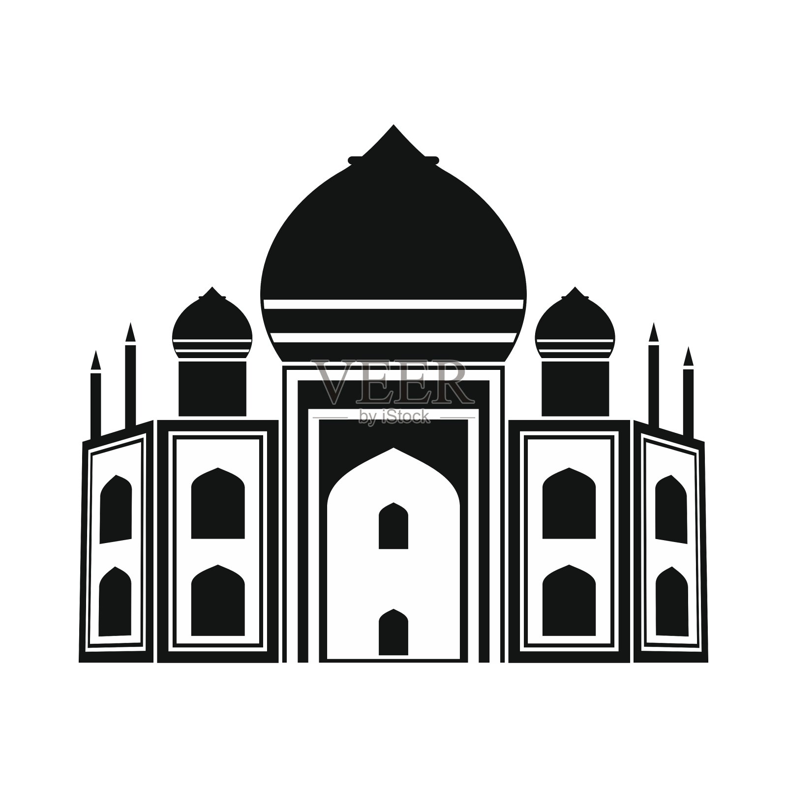 泰姬陵印度图标简单的风格设计元素图片