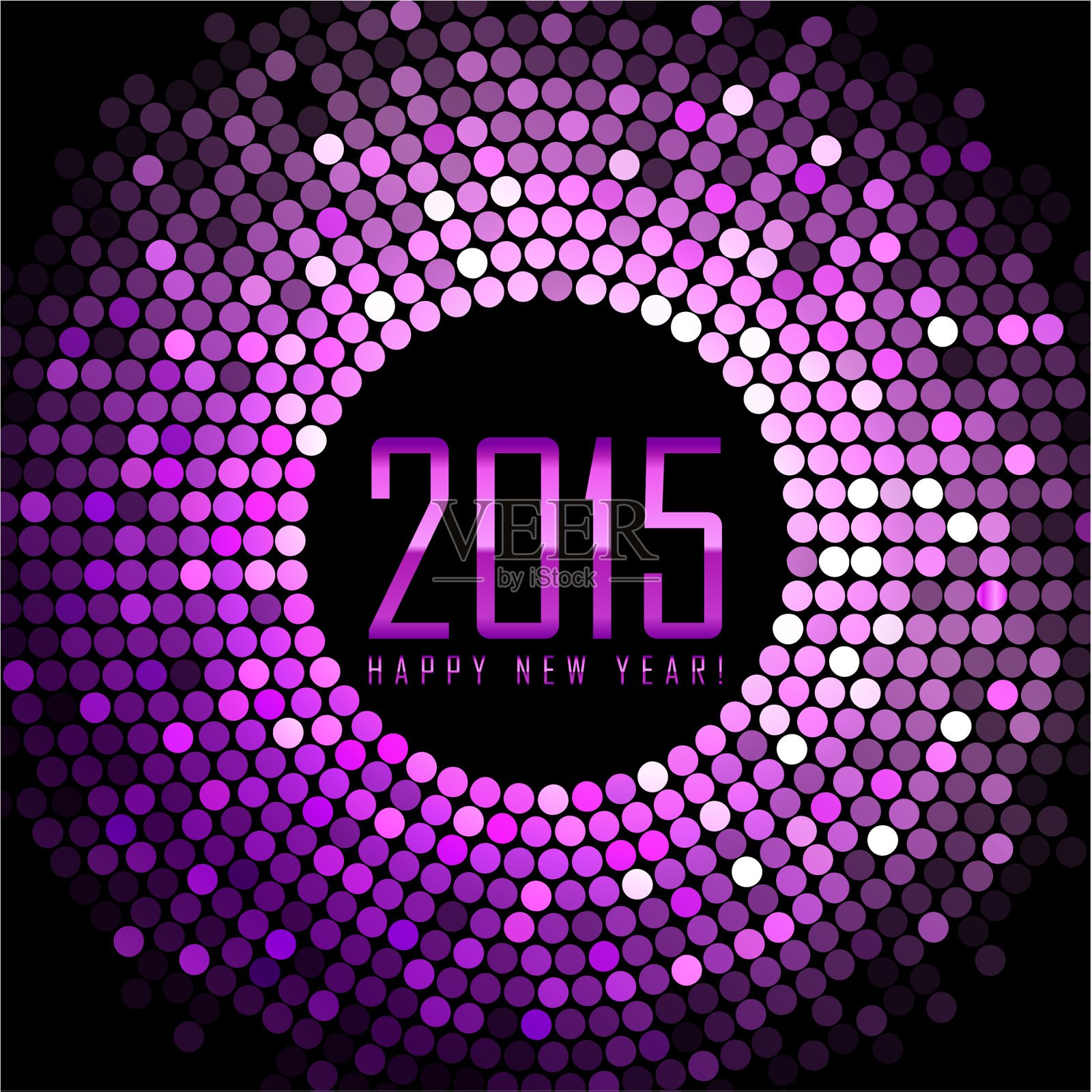 新年快乐2015 -紫色迪斯科灯框架设计模板素材