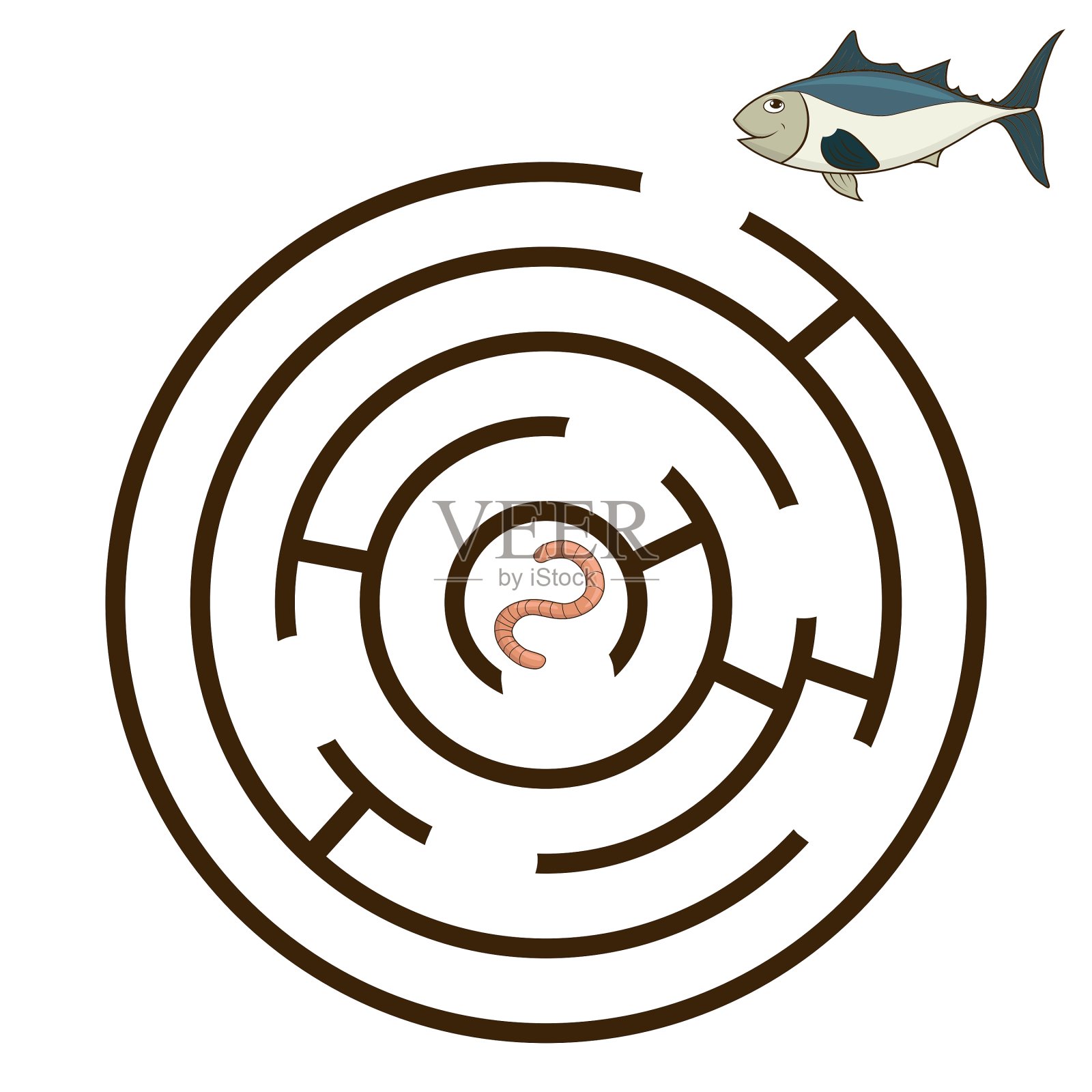 游戏迷宫找到路金枪鱼设计元素图片