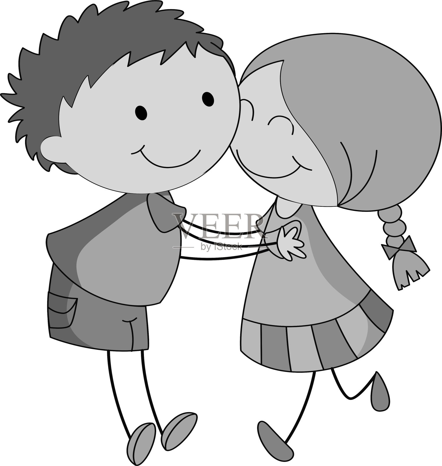 男孩和女孩拥抱亲吻设计元素图片