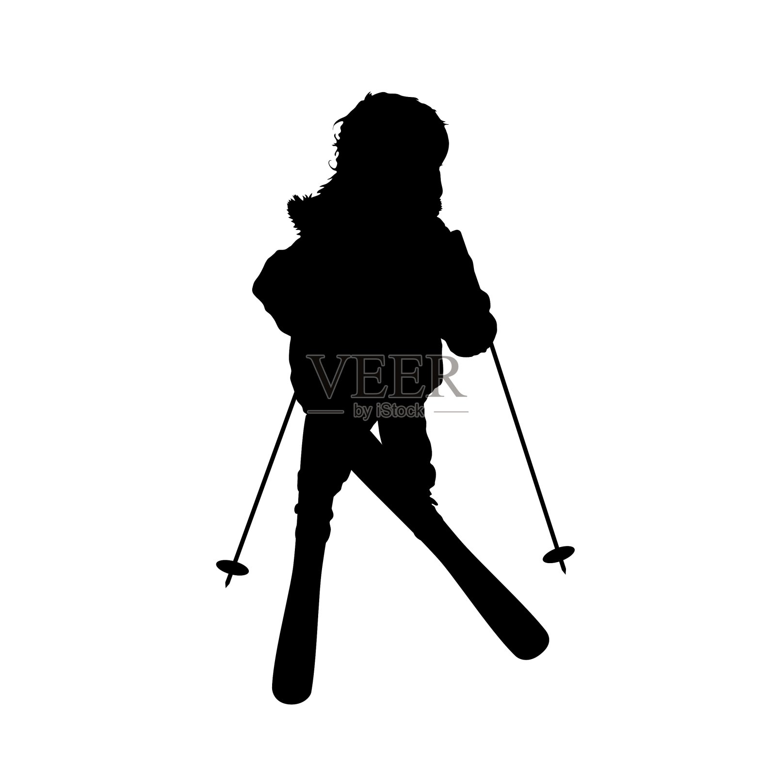 孩子的滑雪板轮廓设计元素图片