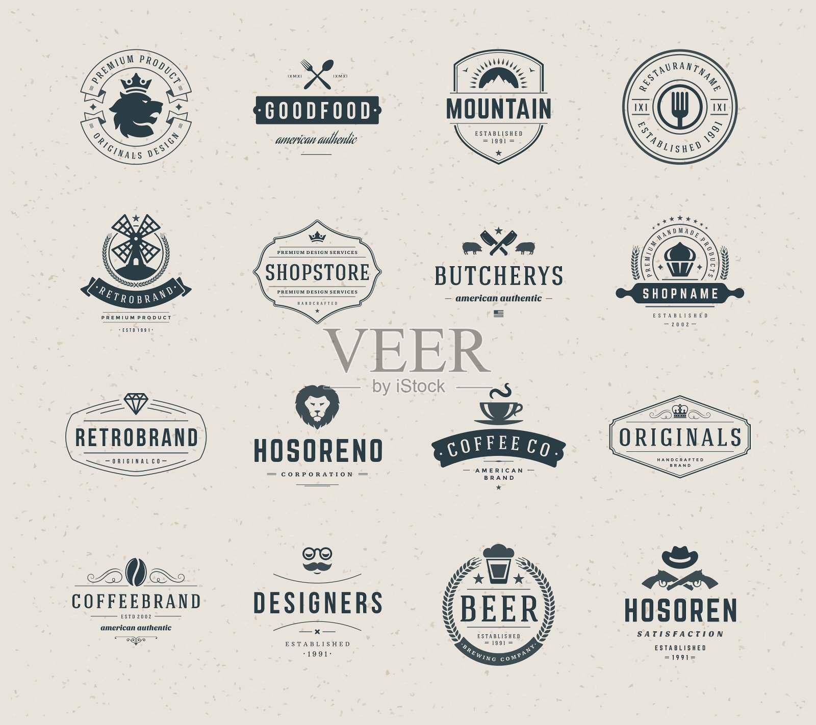 复古标志设计模板集插画图片素材