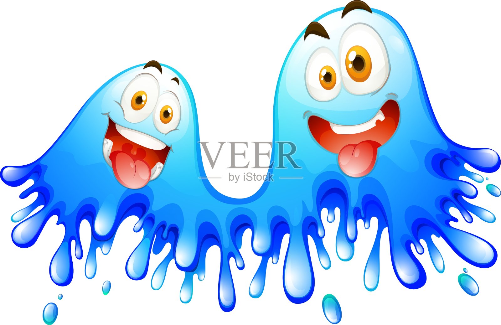 快乐的脸上泛着蓝色的水花设计元素图片