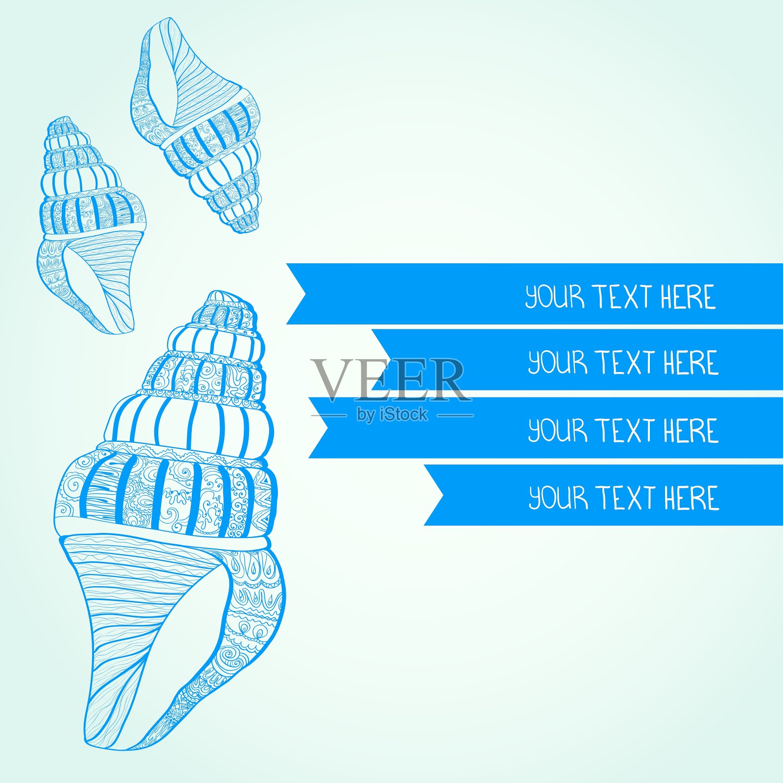 蓝色背景下的不规则手持纸插画图片素材