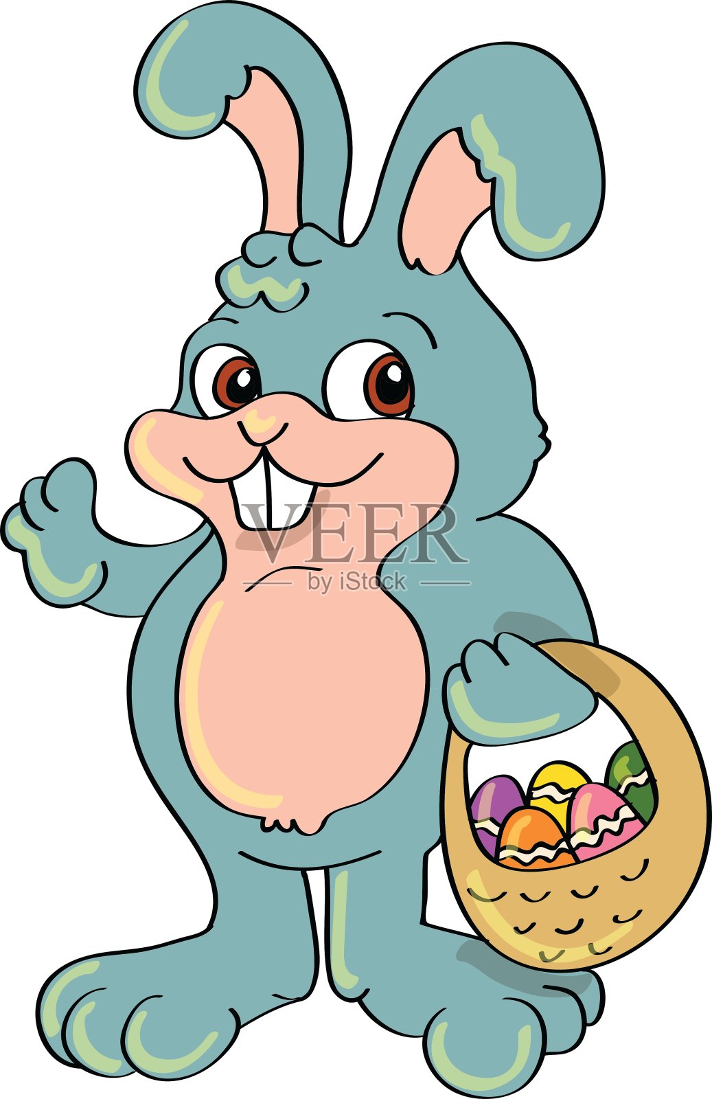 复活节兔子和篮子设计元素图片