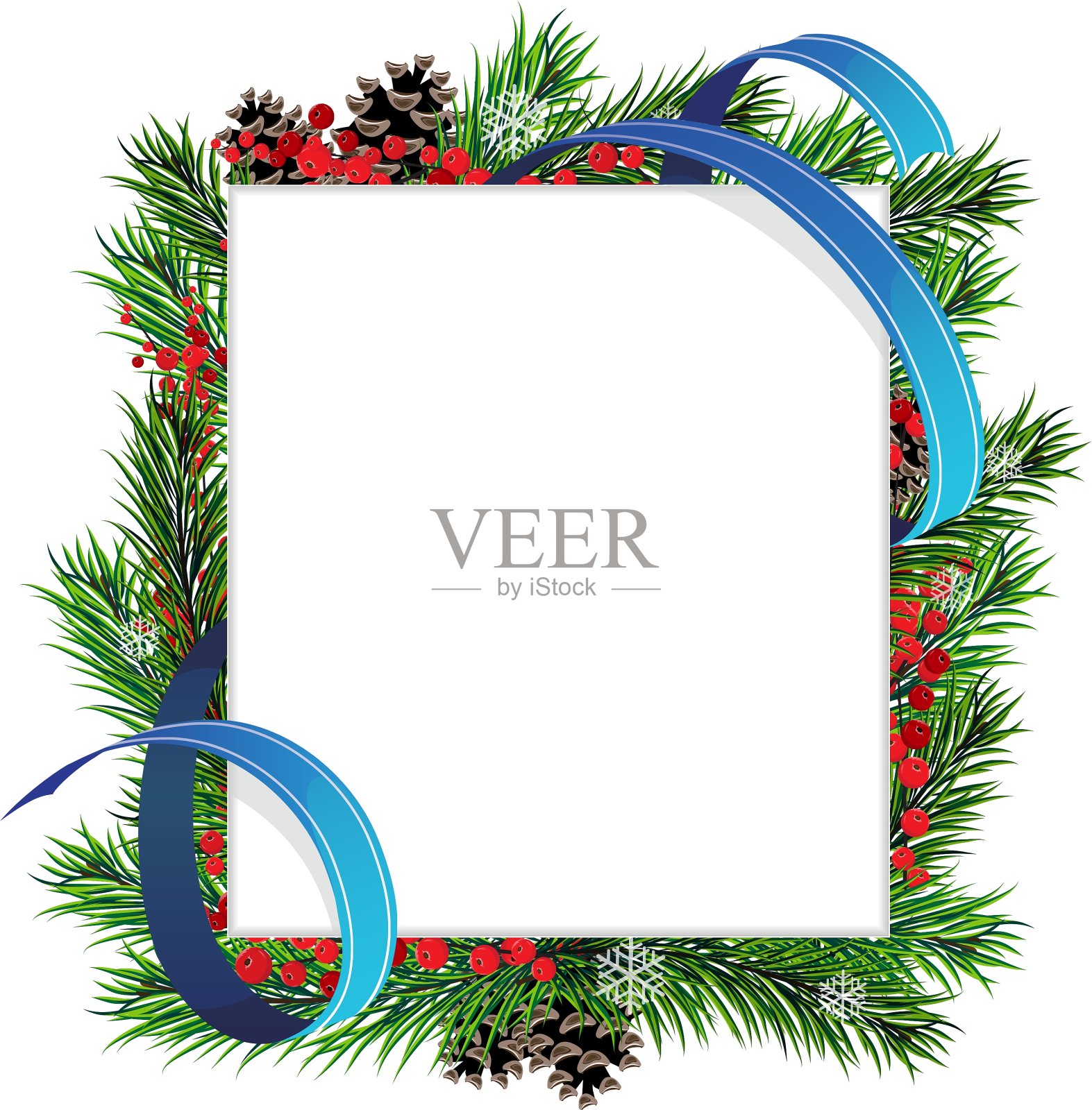 圣诞树的树枝上有丝带设计元素图片