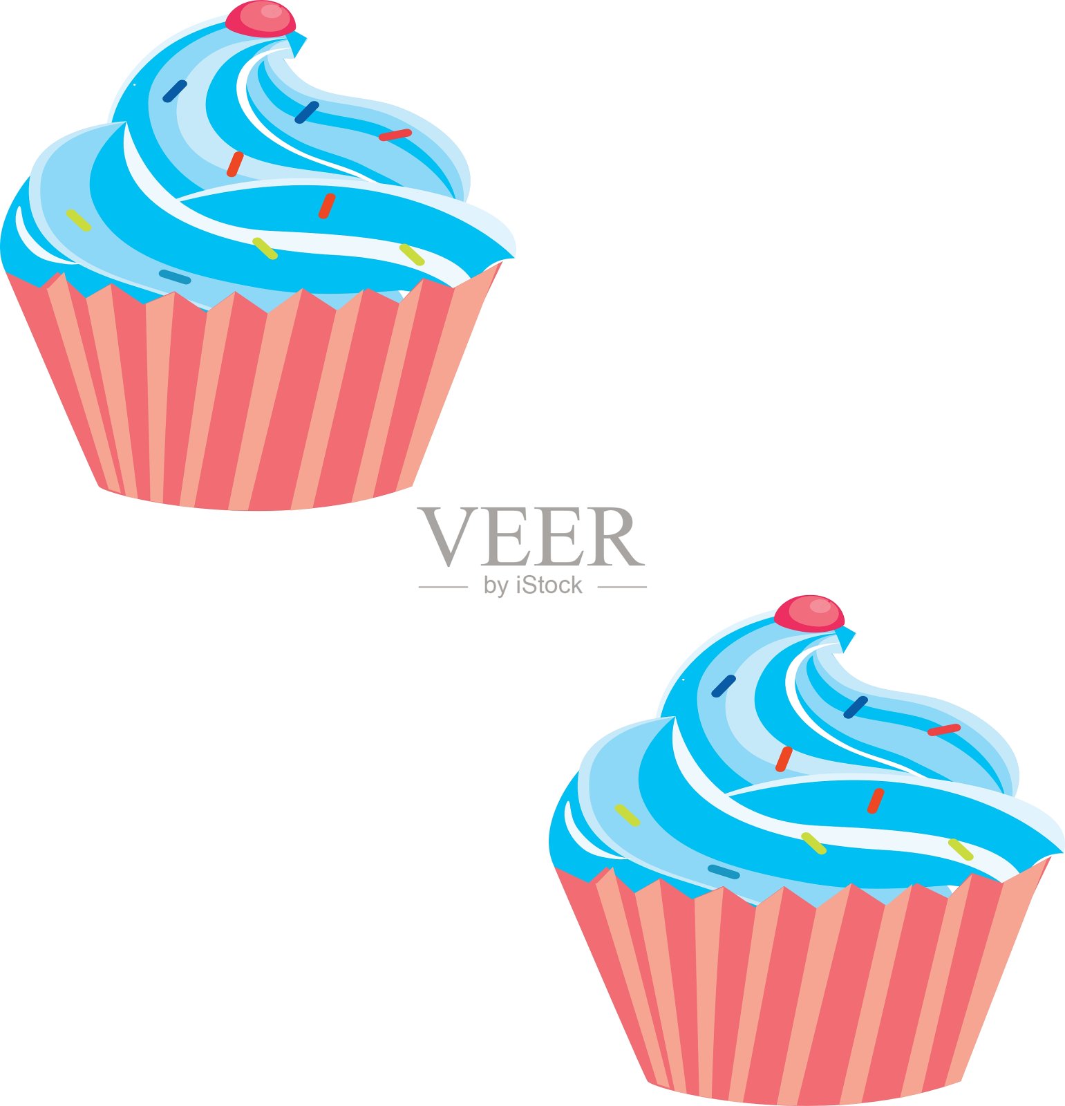 粉红樱桃奶油蛋糕插画图片素材