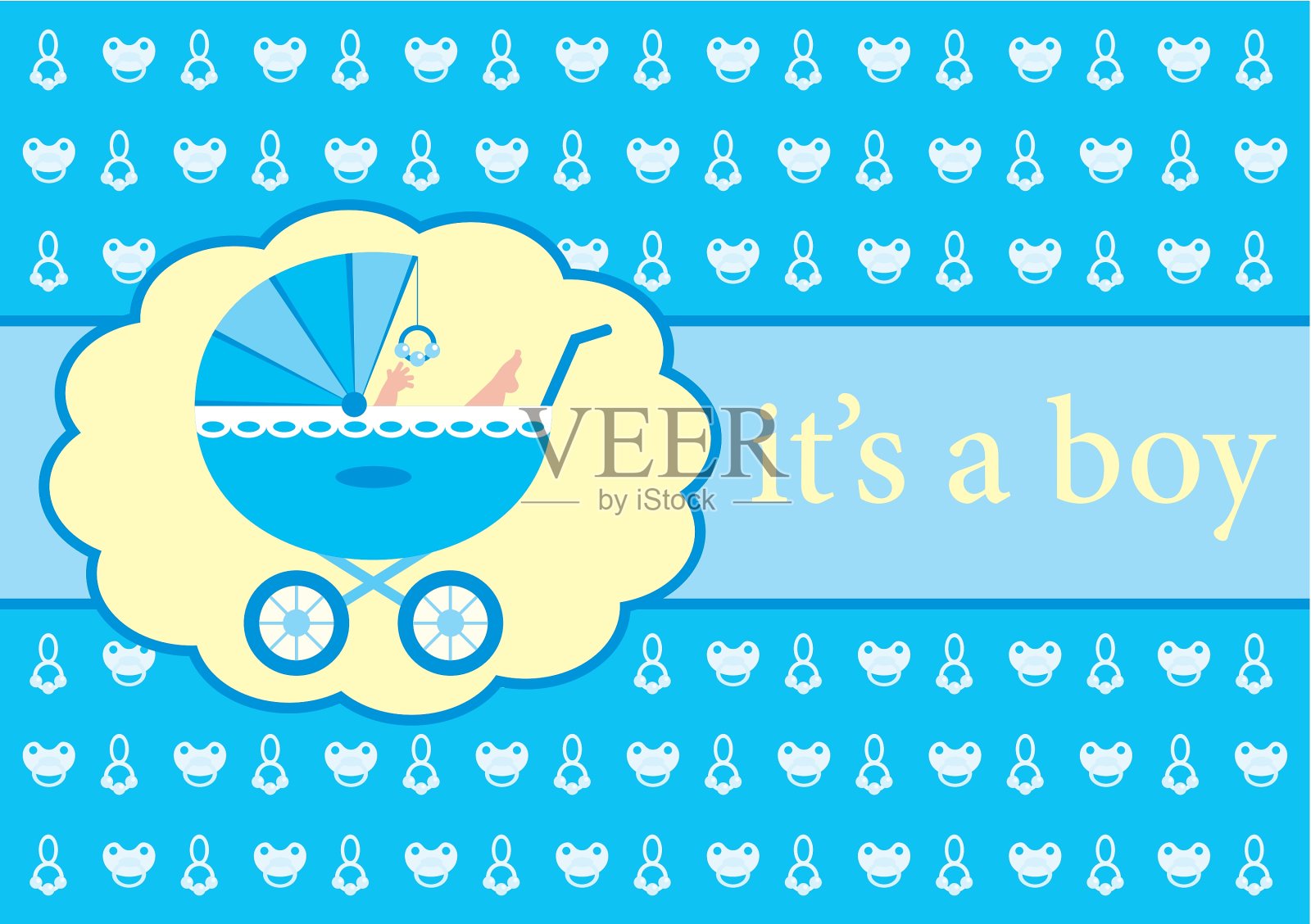 男婴降生通知卡插画图片素材