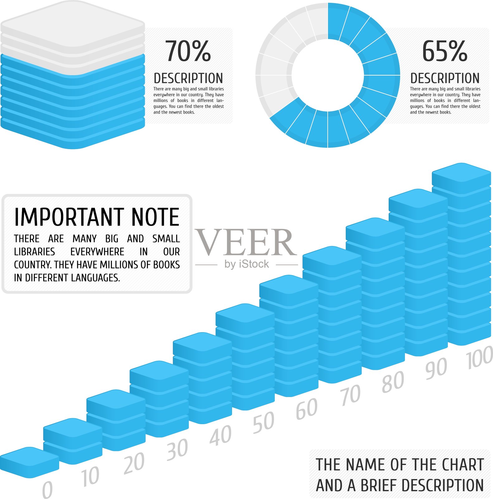 一套蓝色图表设计模板素材