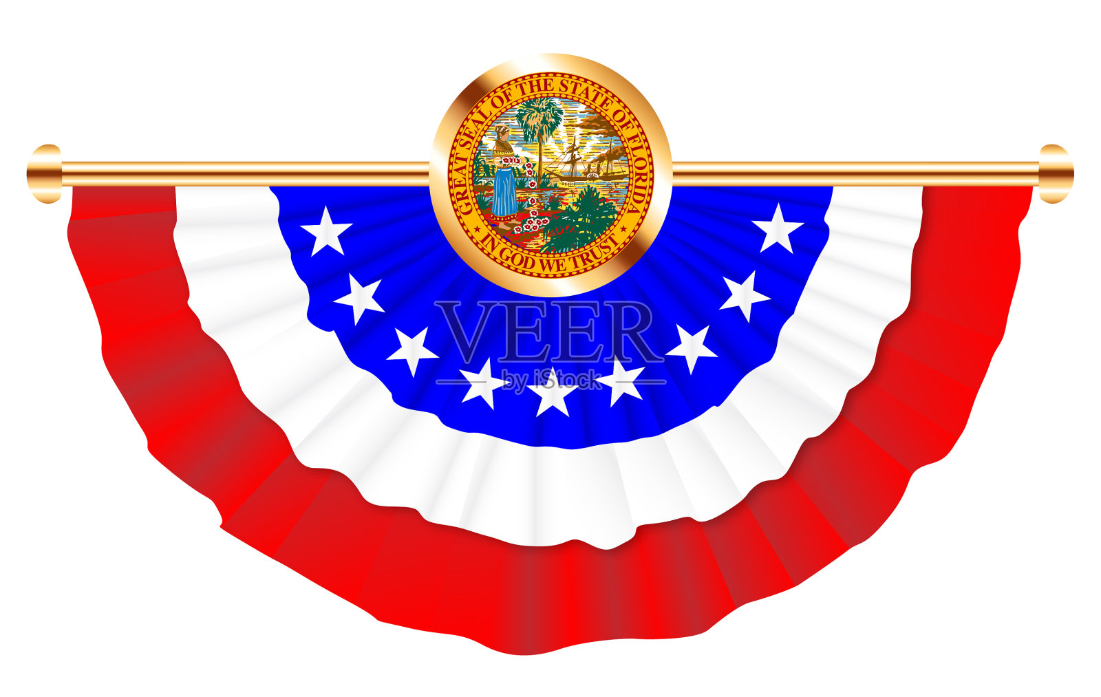 佛罗里达半圆彩带与州主题插画图片素材