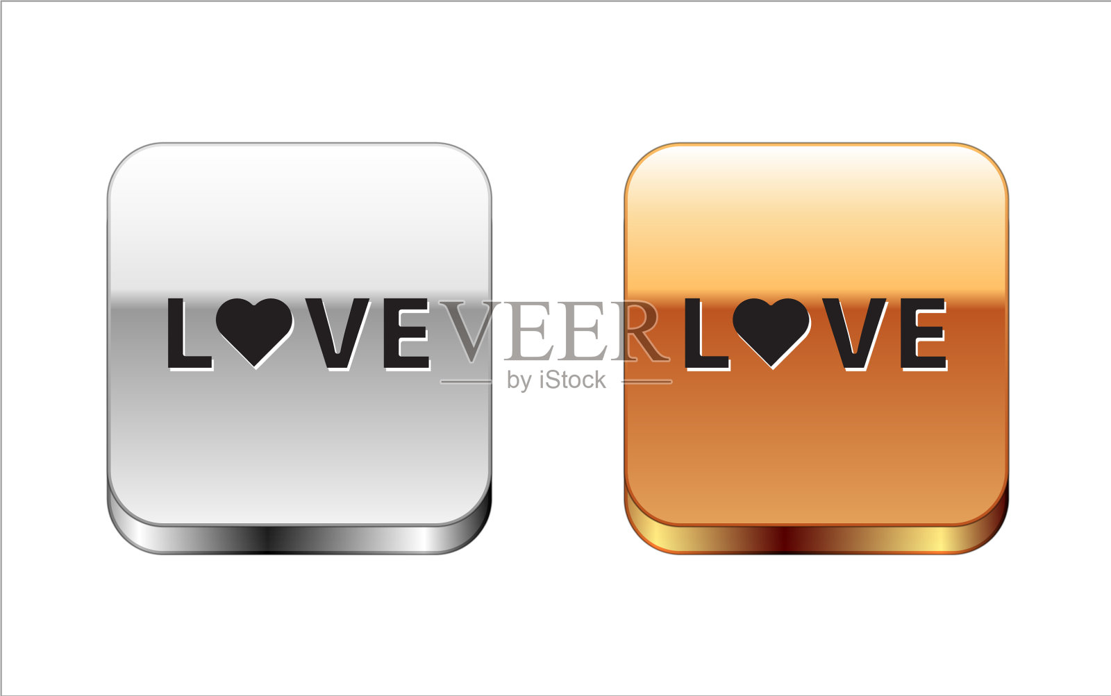 黑色爱文字图标孤立在白色背景图标素材