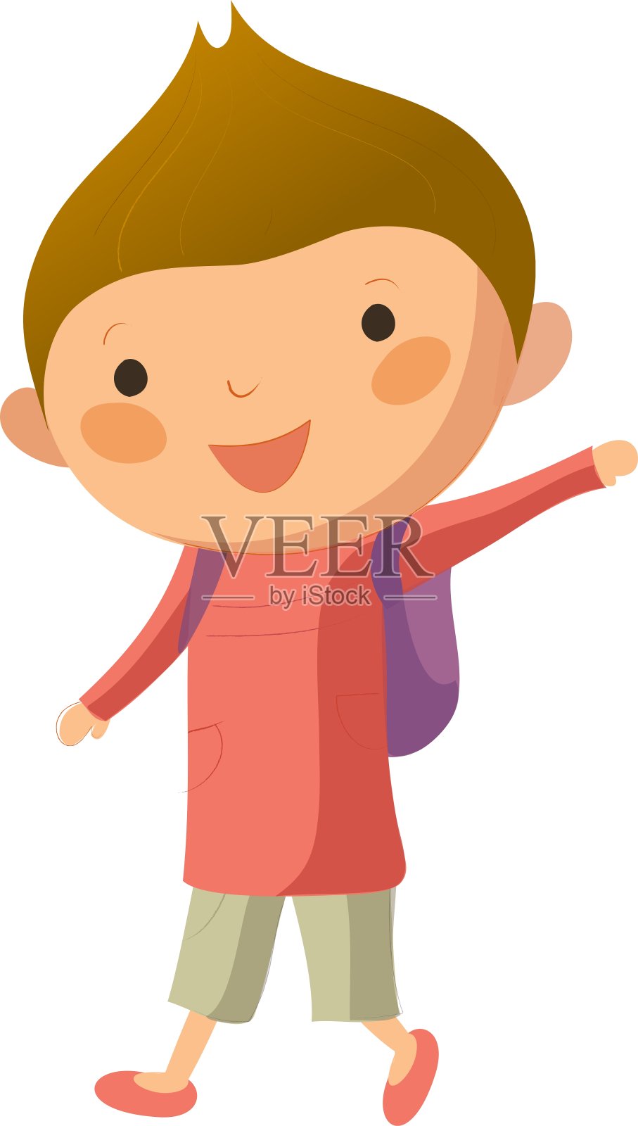 带着书包的快乐男孩的肖像设计元素图片