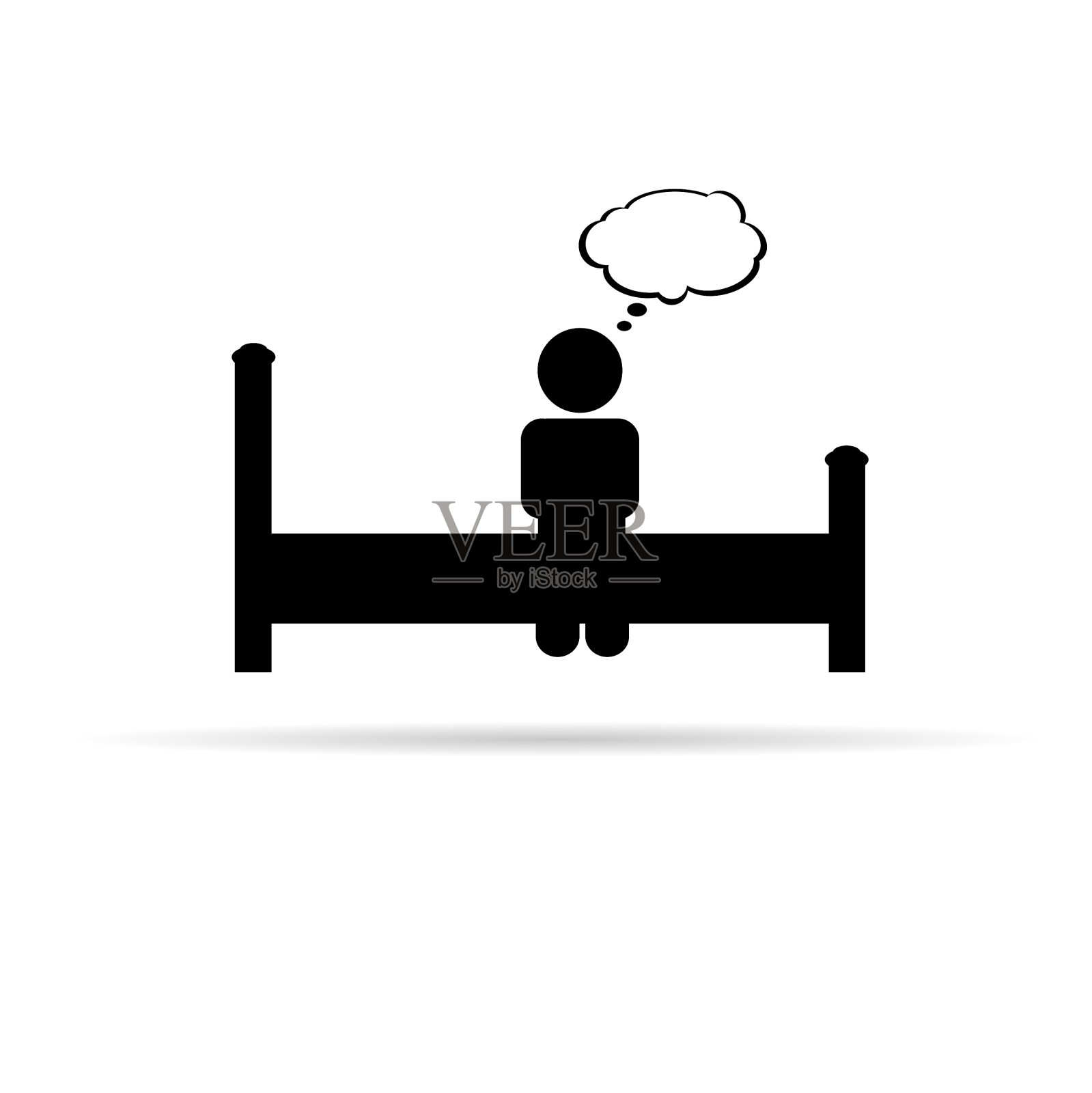 男人在床上黑色的剪影设计元素图片