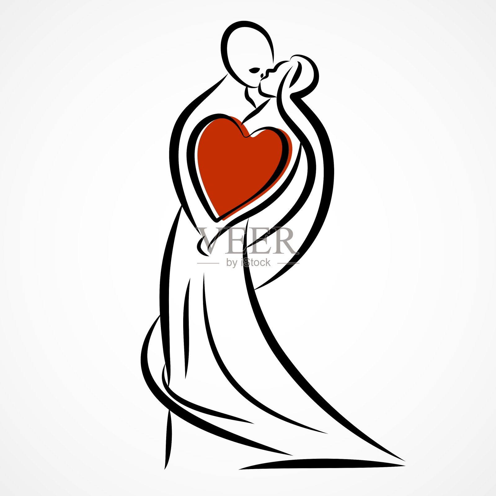 接吻的情侣插画图片素材