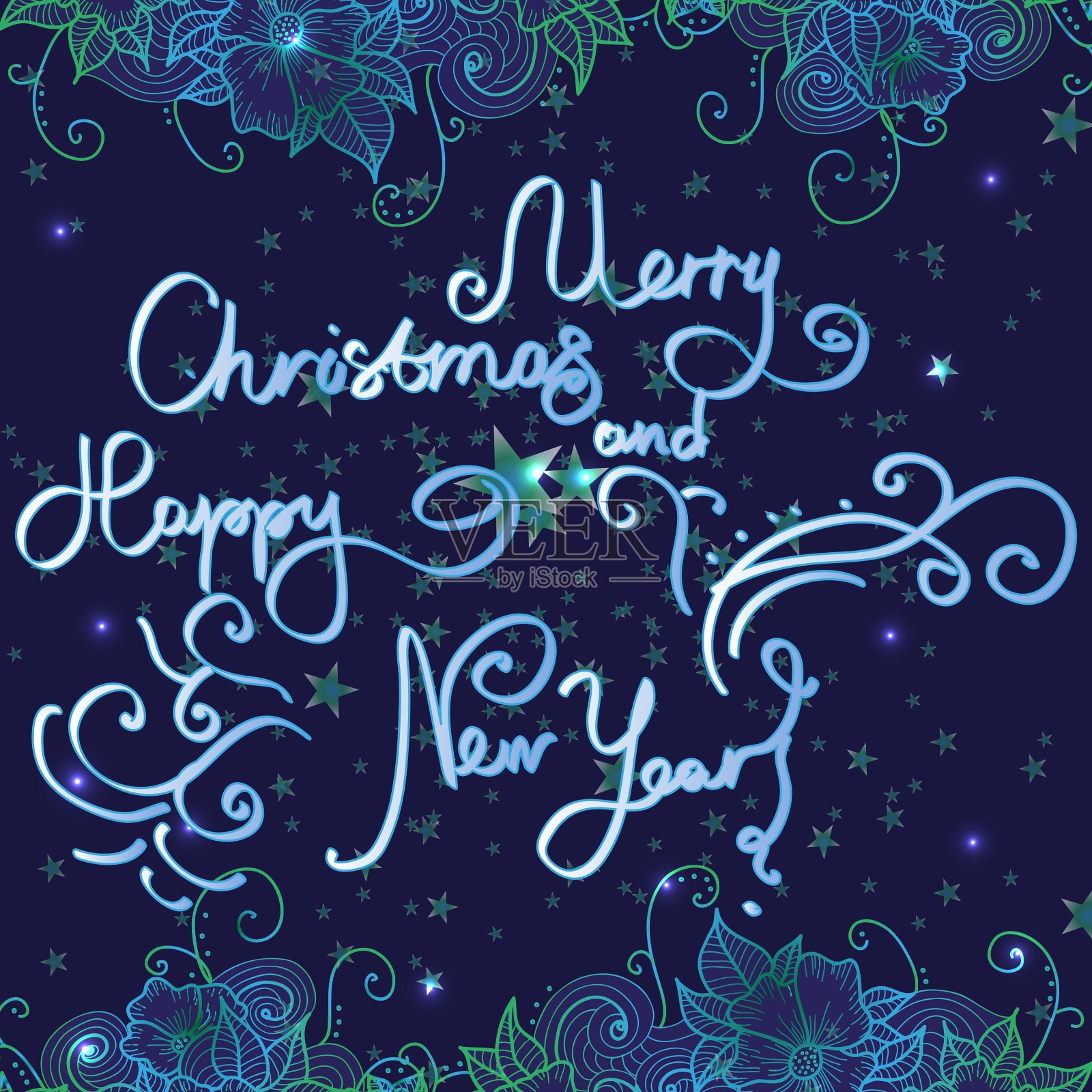 圣诞和新年贺卡与字母设计模板素材