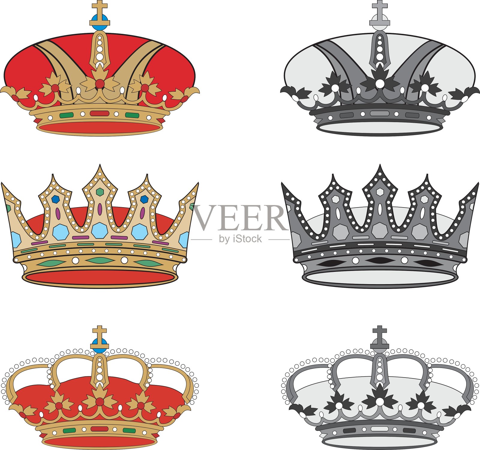 一套皇家皇冠插画图片素材
