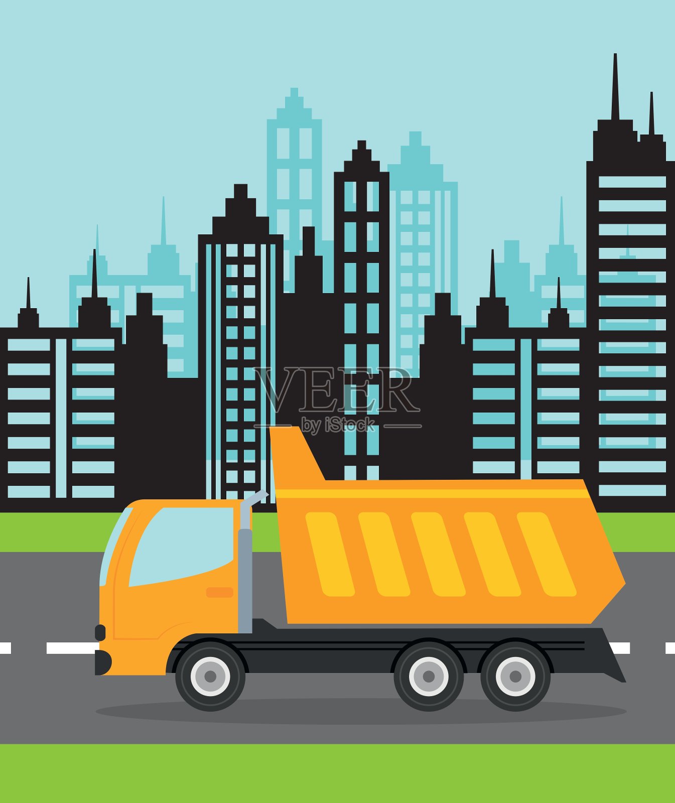 卡车设计运输图标平坦插画图片素材